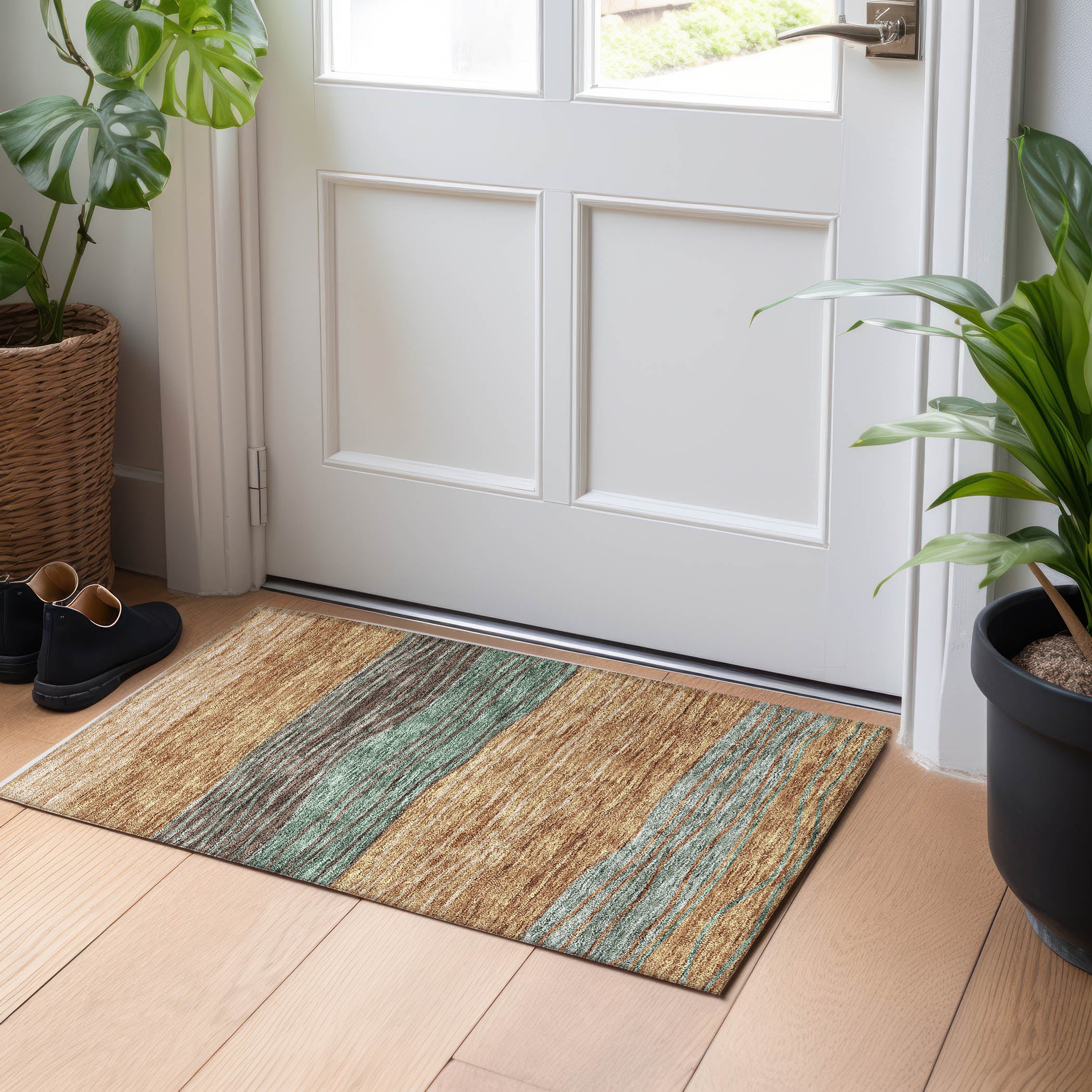Seoul Machine Washable Transitional Terracotta Orange Rug 1'8" x 2'6" #shape_Rectangle
