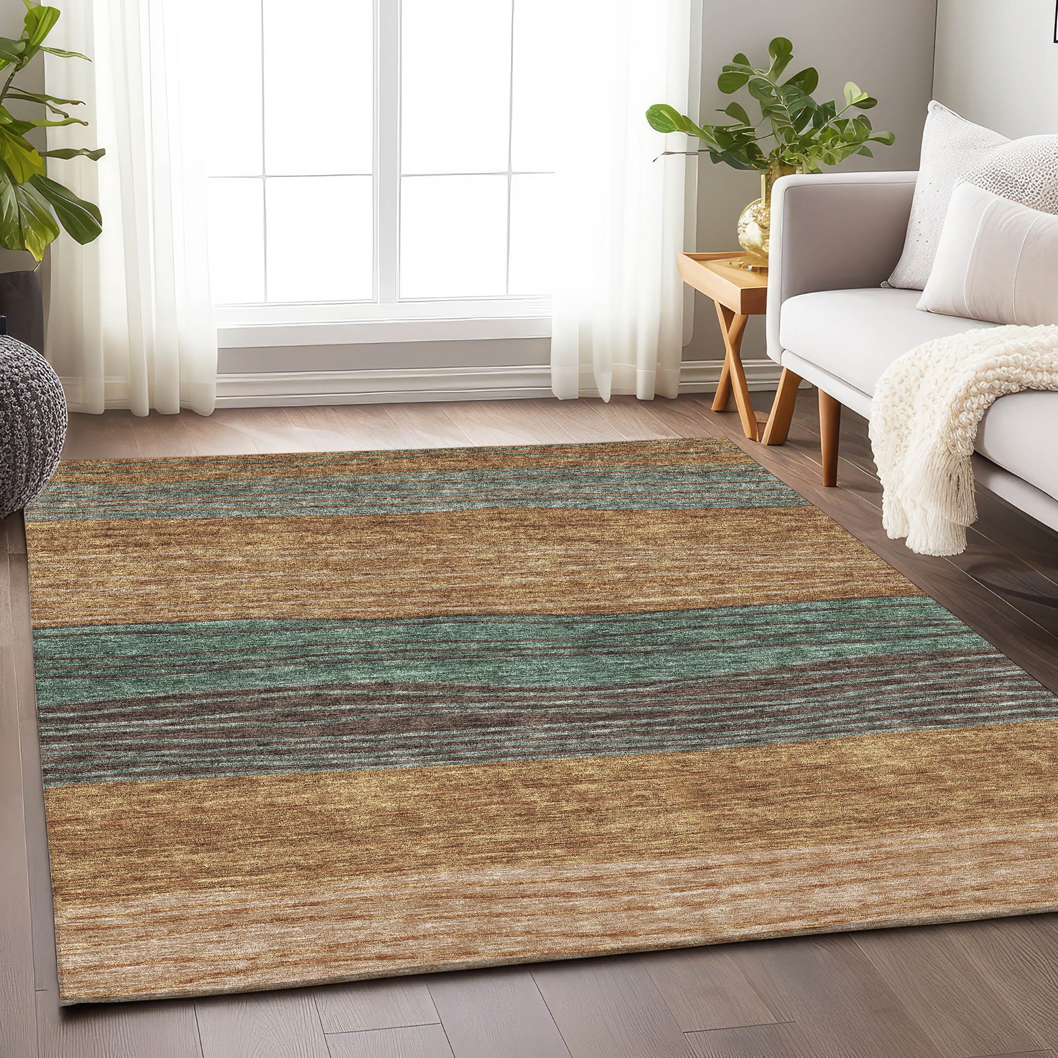 Seoul Machine Washable Transitional Terracotta Orange Rug 2'6" x 3'10" #shape_Rectangle