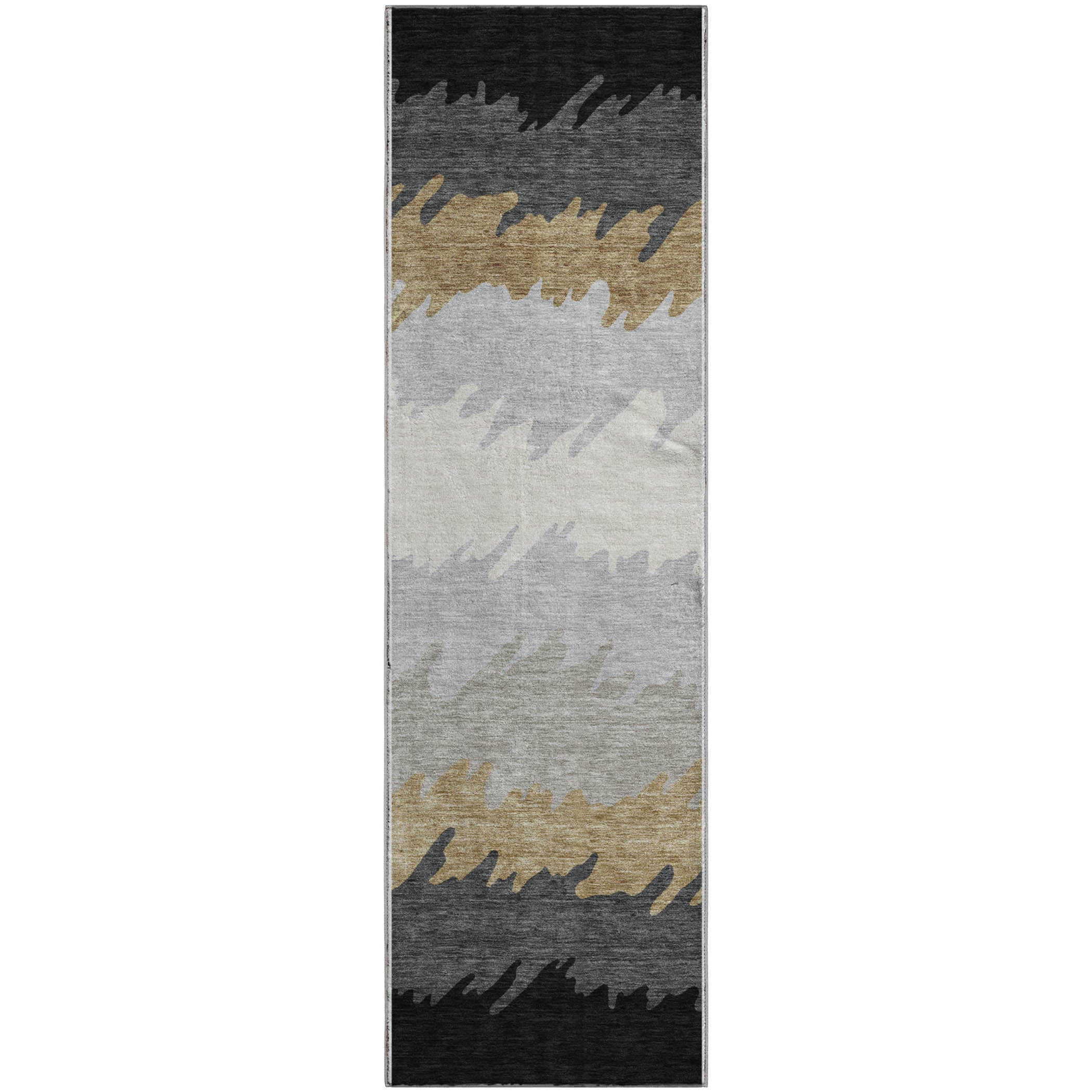 Tallinn Machine Washable Transitional Black Rug 2'3" x 7'6" #shape_Runner