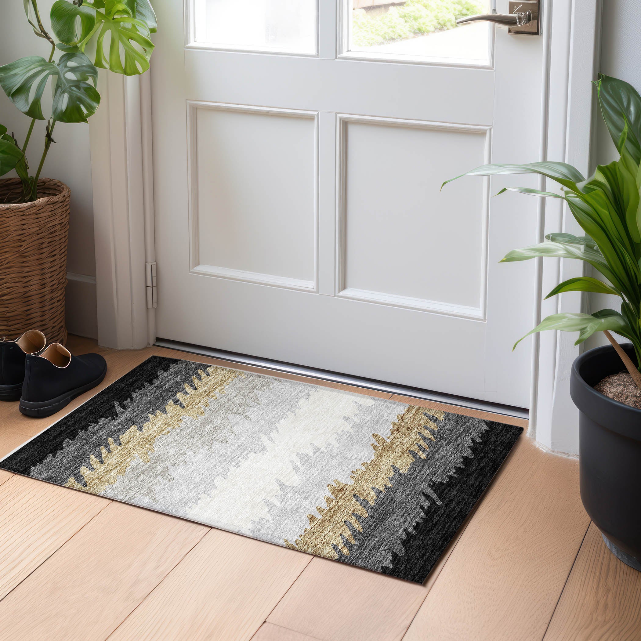 Tallinn Machine Washable Transitional Black Rug 1'8" x 2'6" #shape_Rectangle