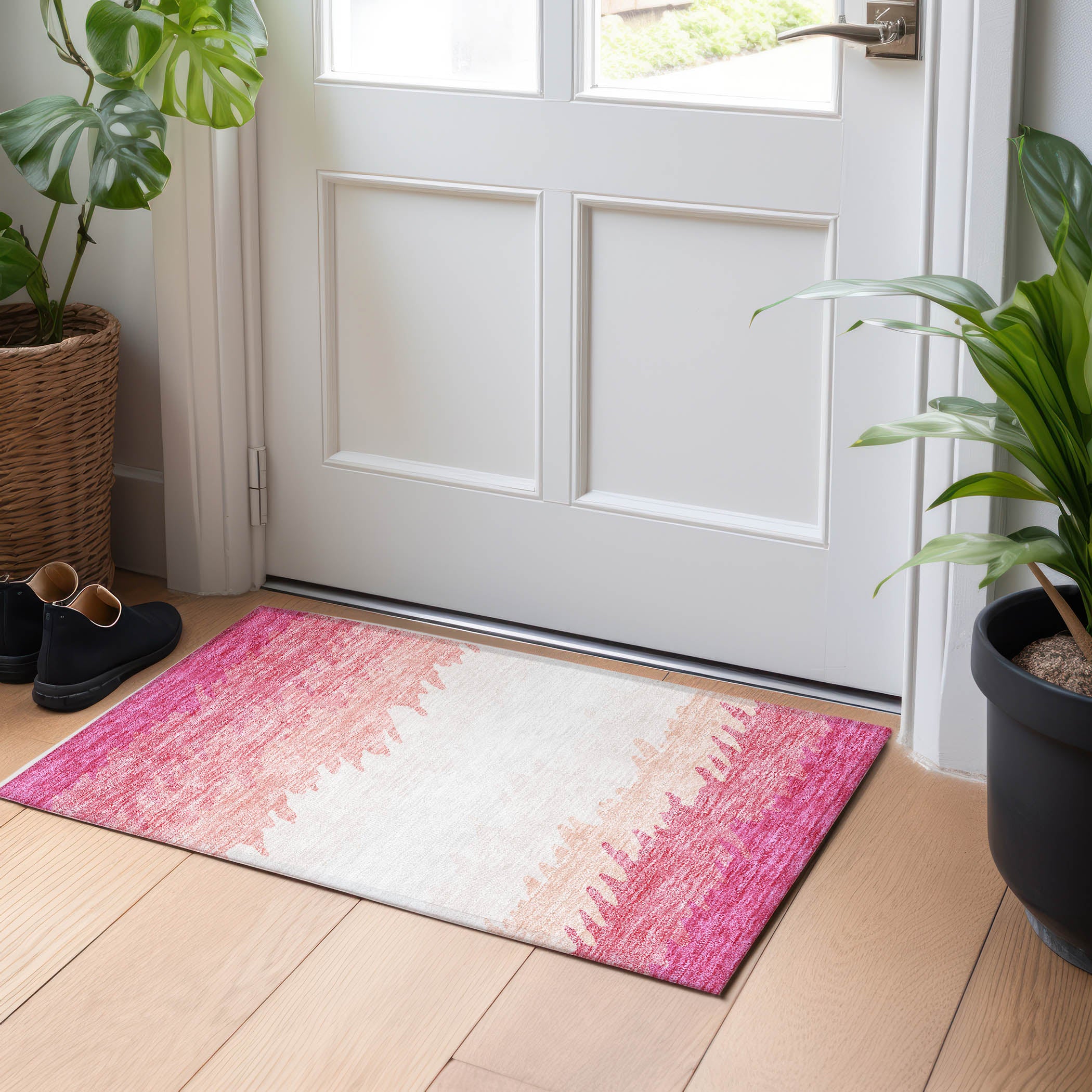 Tallinn Machine Washable Transitional Blush Pink Rug 1'8" x 2'6" #shape_Rectangle