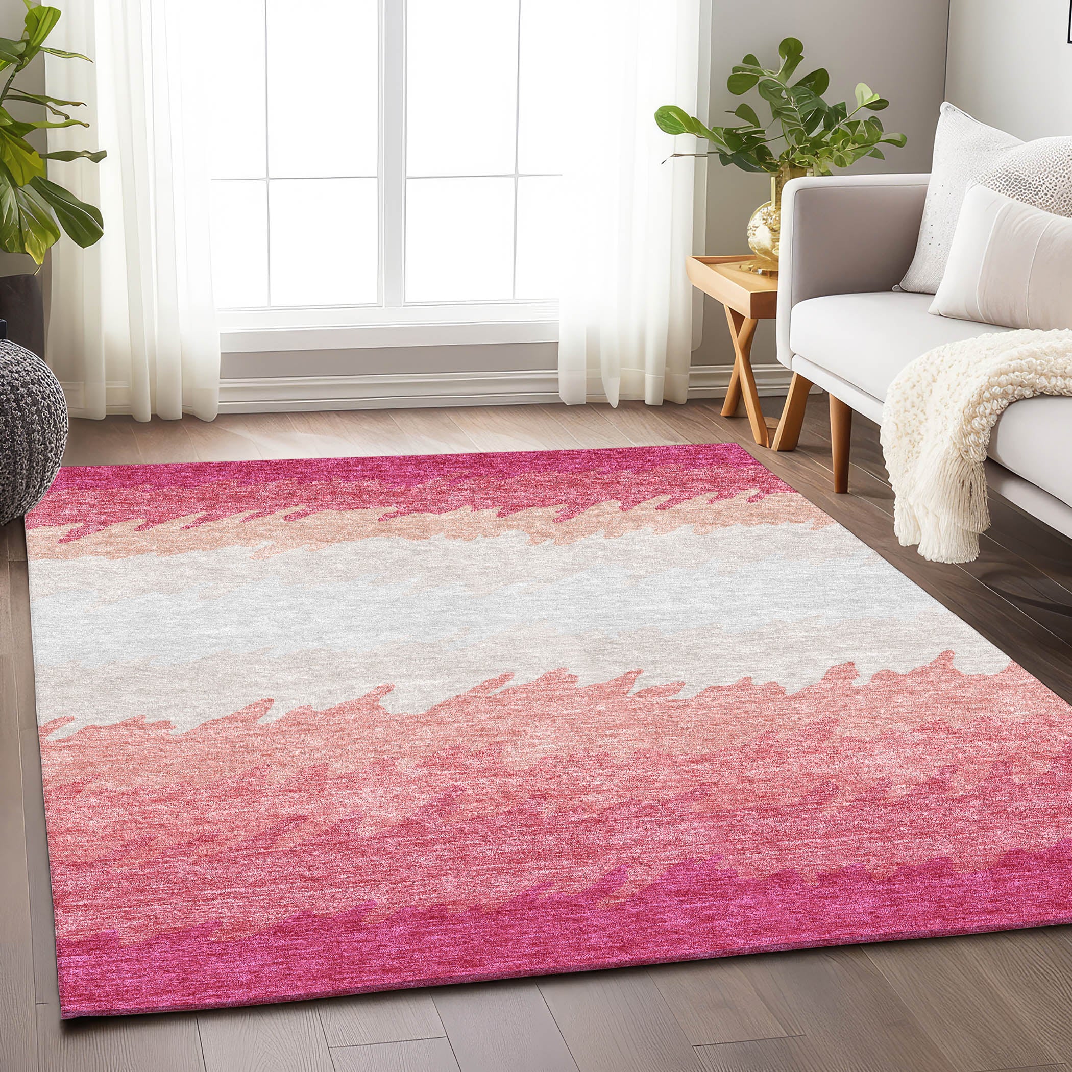 Tallinn Machine Washable Transitional Blush Pink Rug 2'6" x 3'10" #shape_Rectangle
