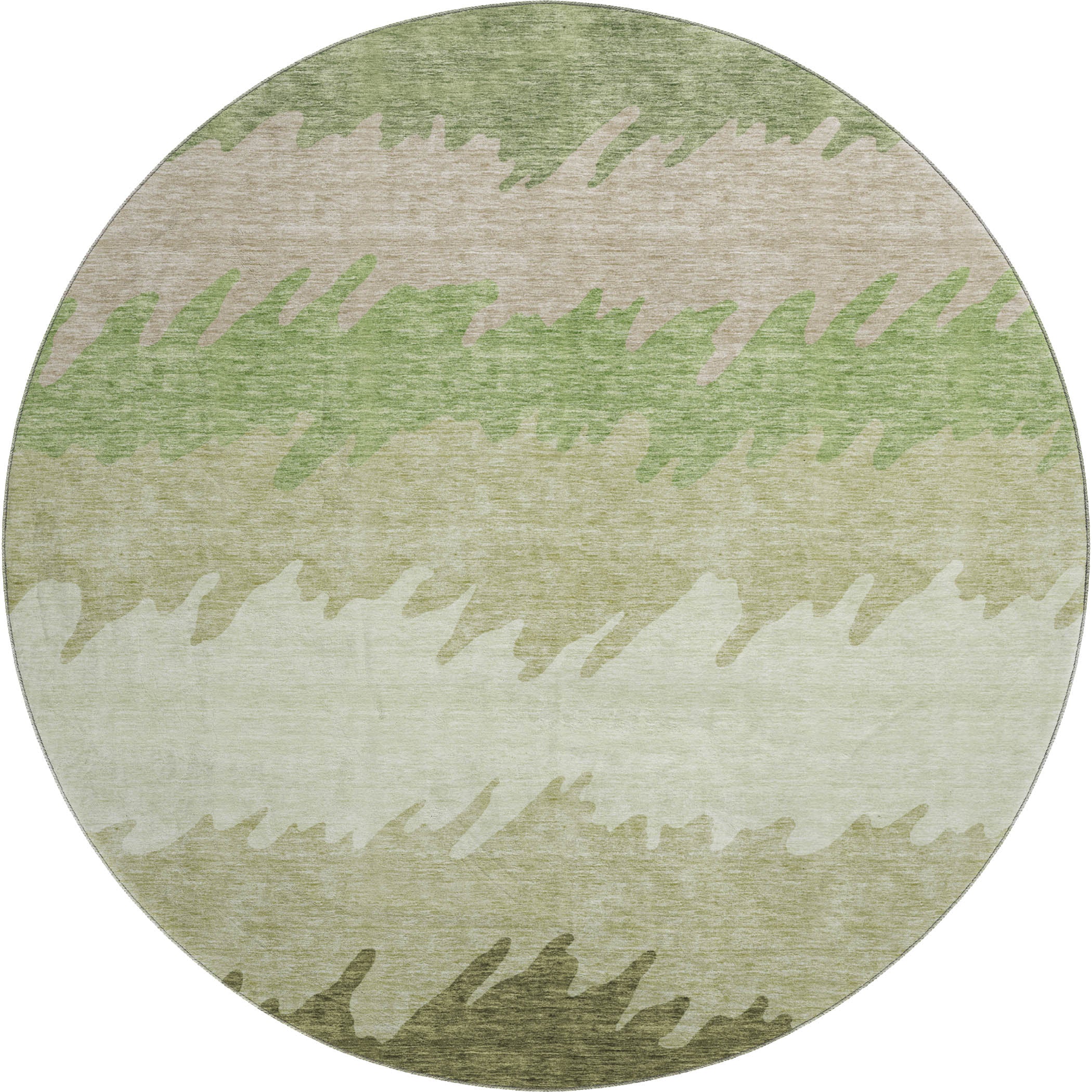 Tallinn Machine Washable Transitional Green Rug 8' x 8' #shape_Round