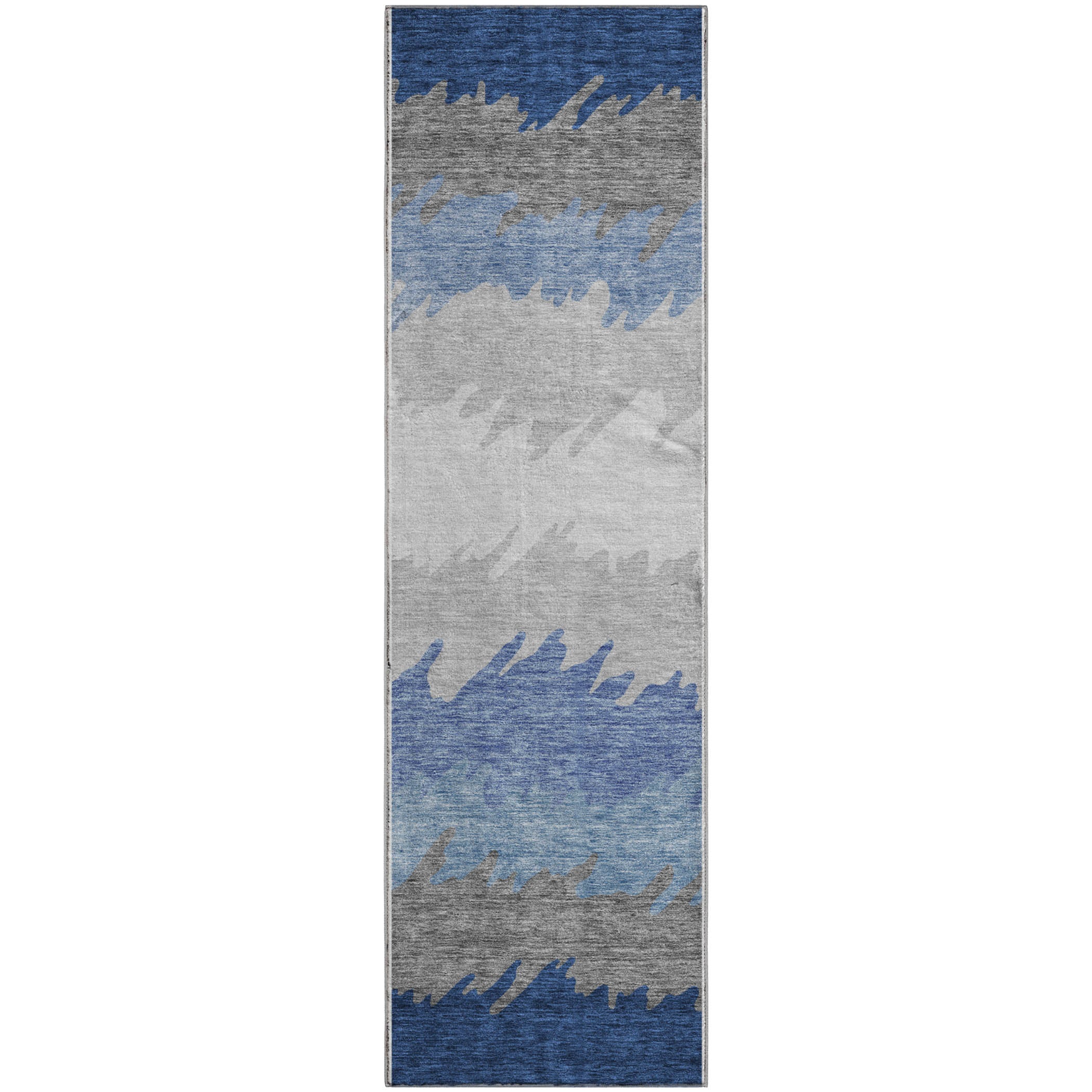 Tallinn Machine Washable Transitional Navy Blue Rug 2'3" x 7'6" #shape_Runner