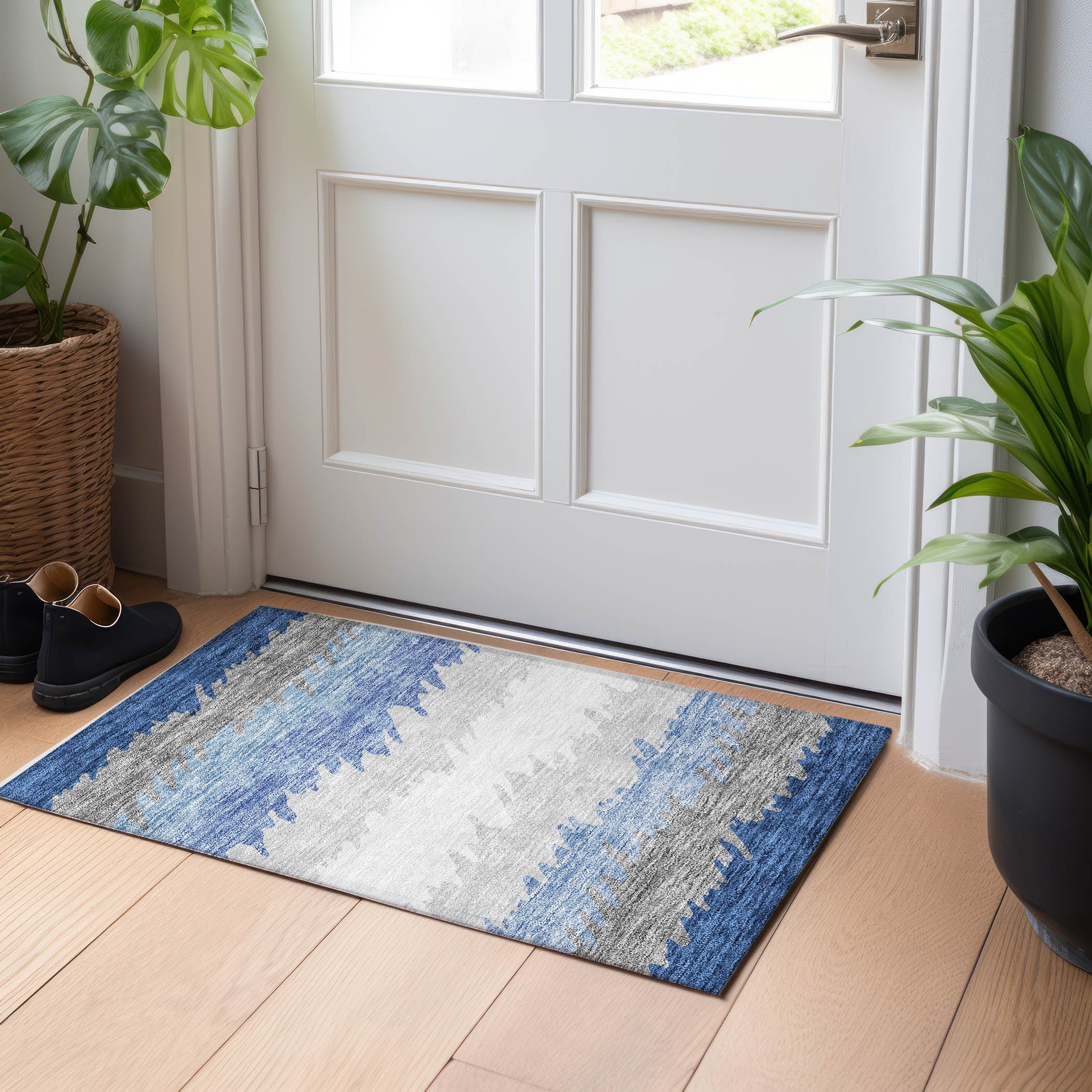 Tallinn Machine Washable Transitional Navy Blue Rug 1'8" x 2'6" #shape_Rectangle