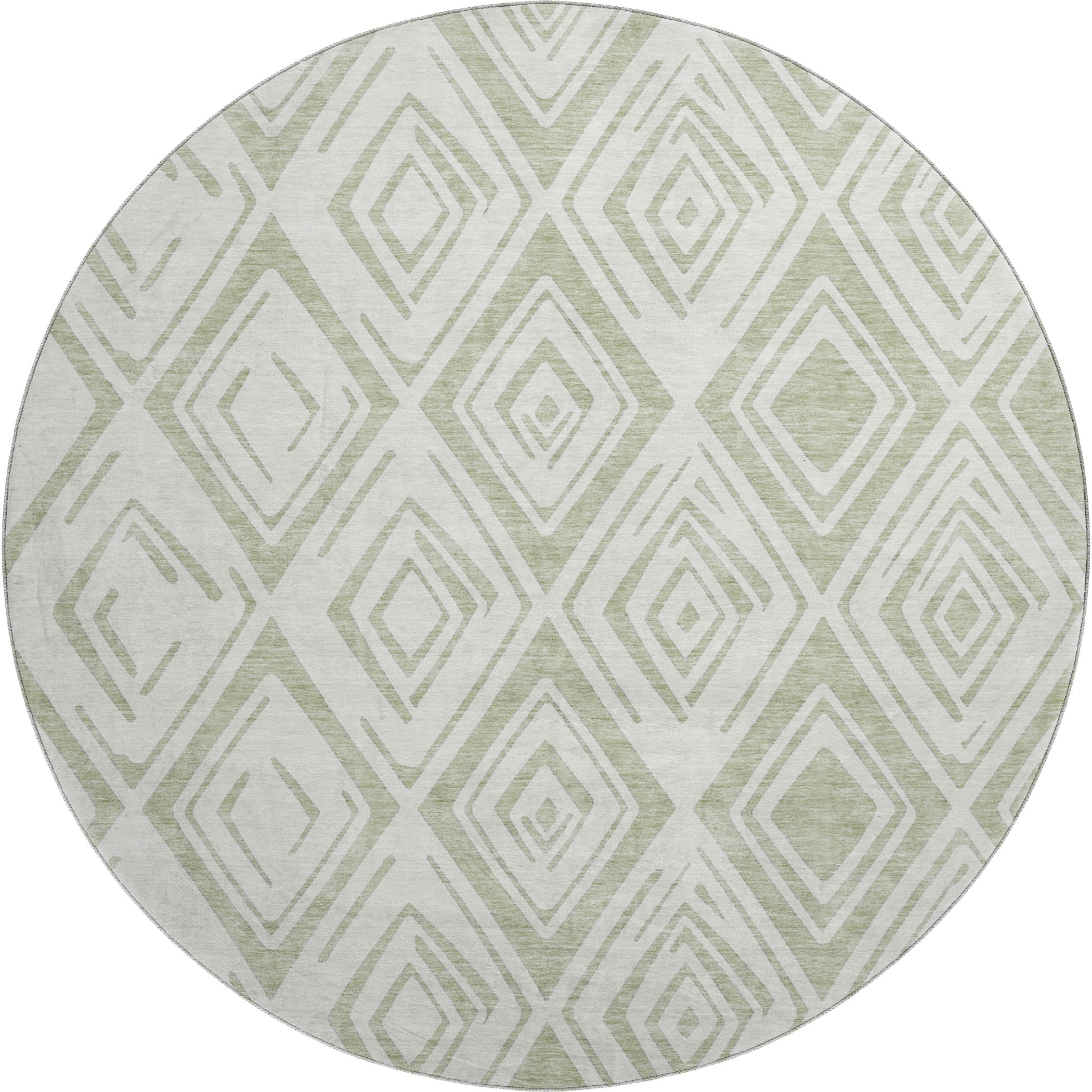 Salzburg Machine Washable Transitional Aloe Green Rug 8' x 8' #shape_Round