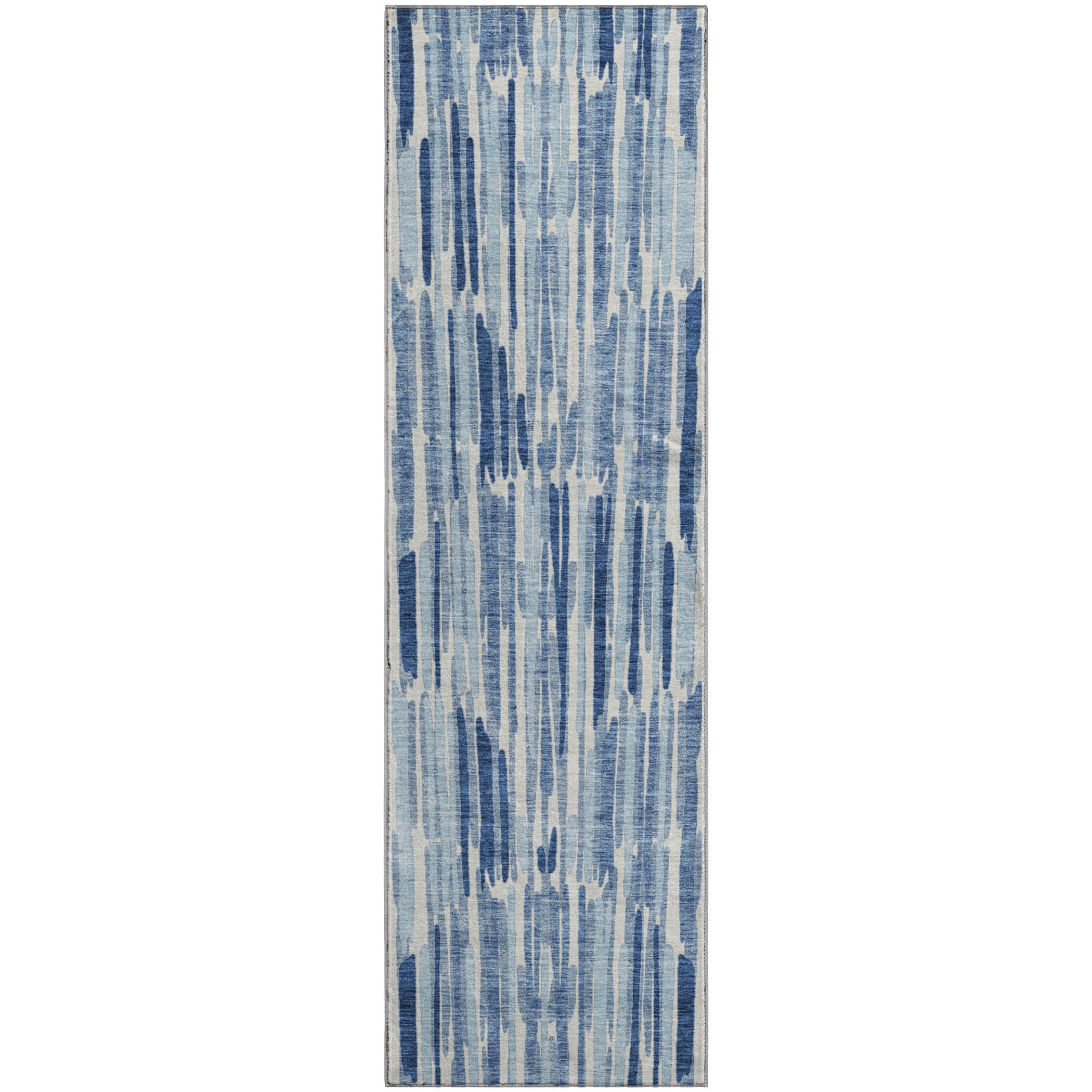 Cartagena Machine Washable Transitional Blue Rug 2'3" x 7'6" #shape_Runner