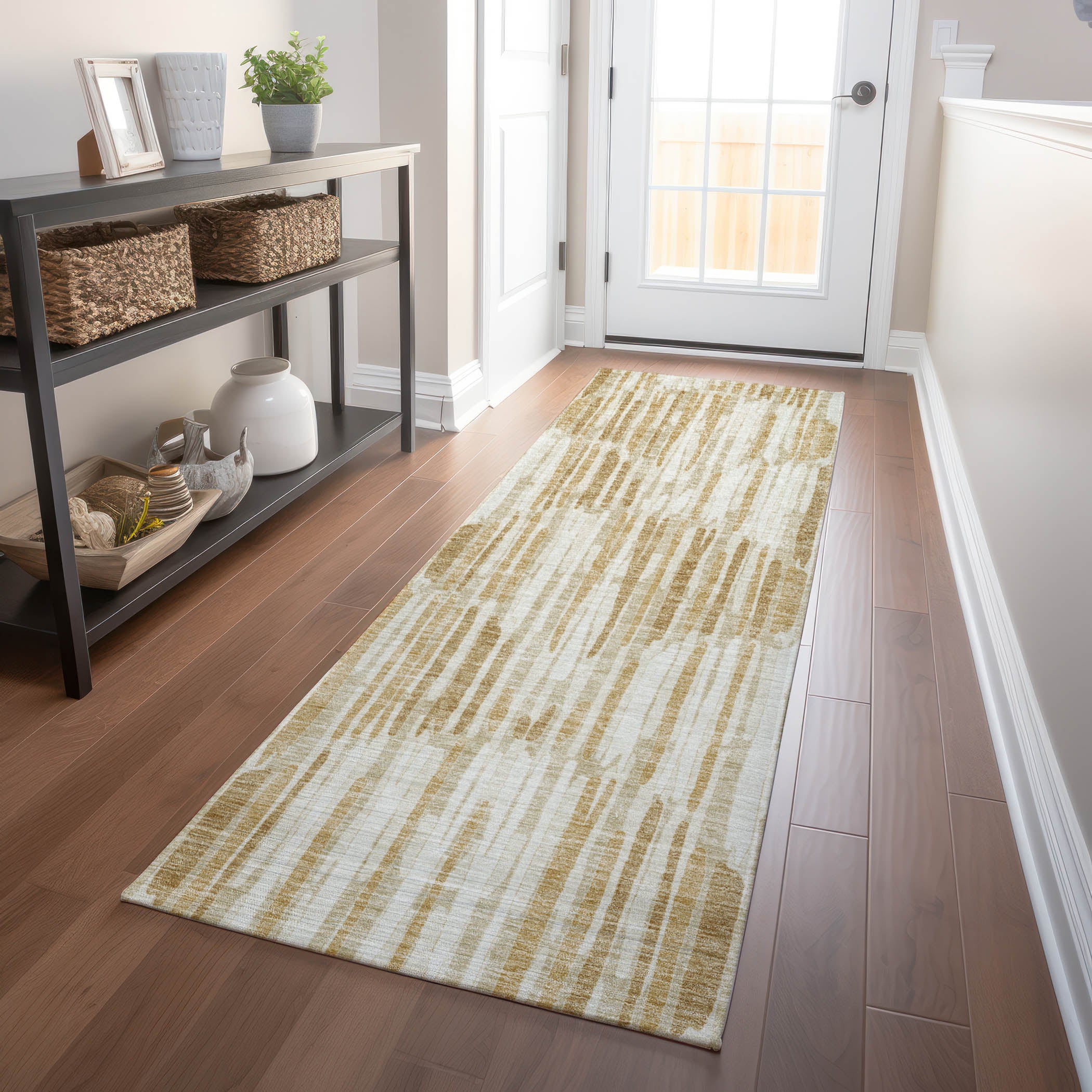 Cartagena Machine Washable Transitional Gold Rug 2'3" x 7'6" #shape_Runner