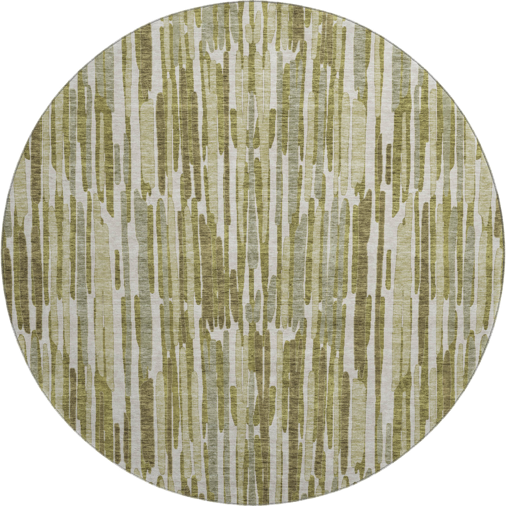 Cartagena Machine Washable Transitional Olive Green Rug 8' x 8' #shape_Round