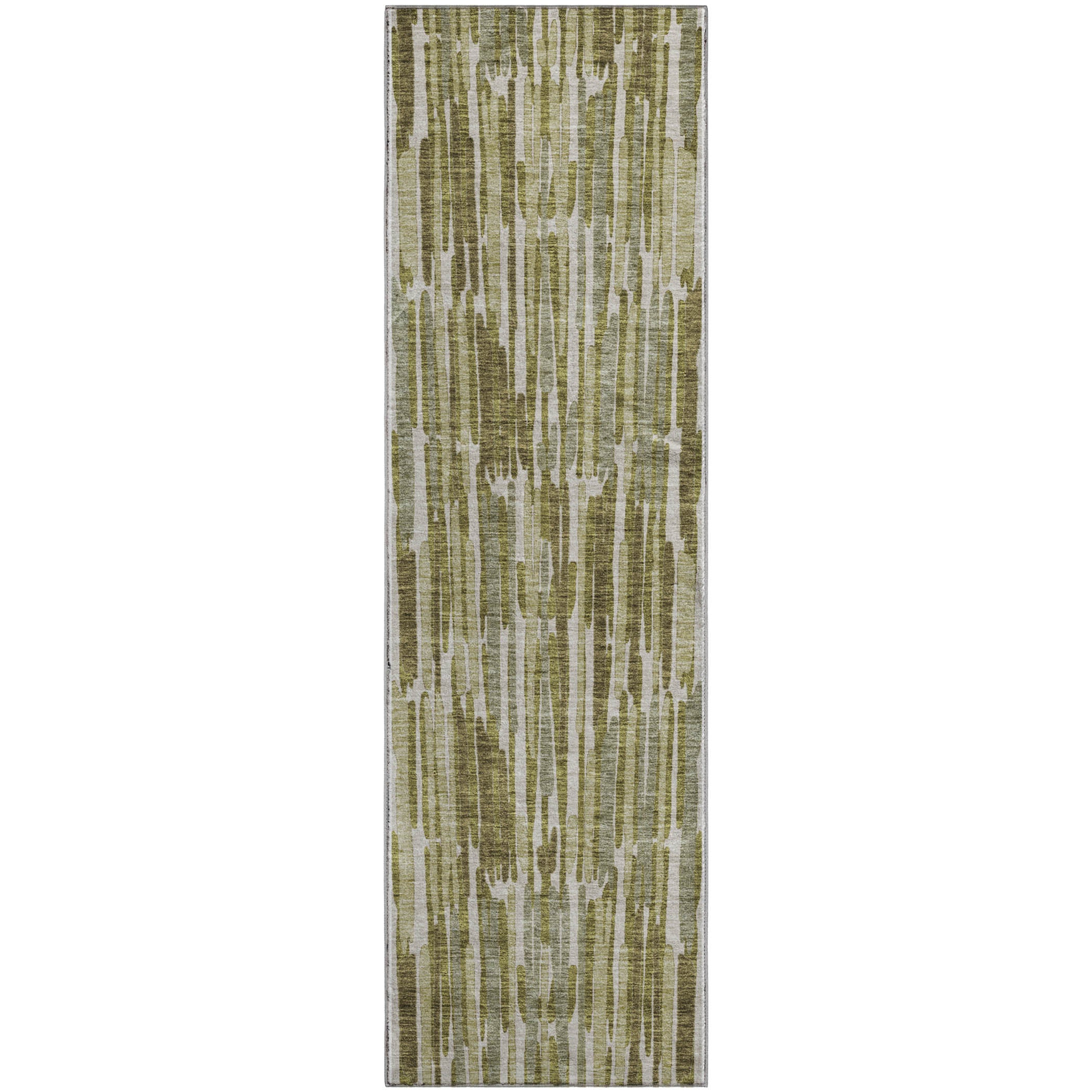 Cartagena Machine Washable Transitional Olive Green Rug 2'3" x 7'6" #shape_Runner