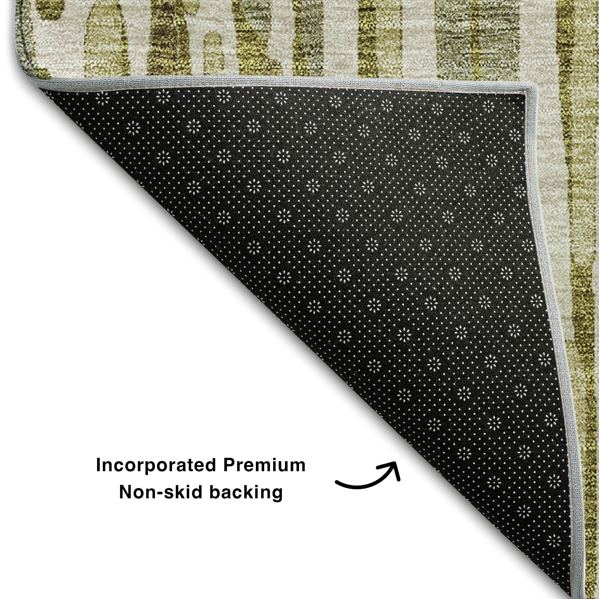 Cartagena Machine Washable Transitional Olive Green Rug 1'8" x 2'6" #shape_Rectangle