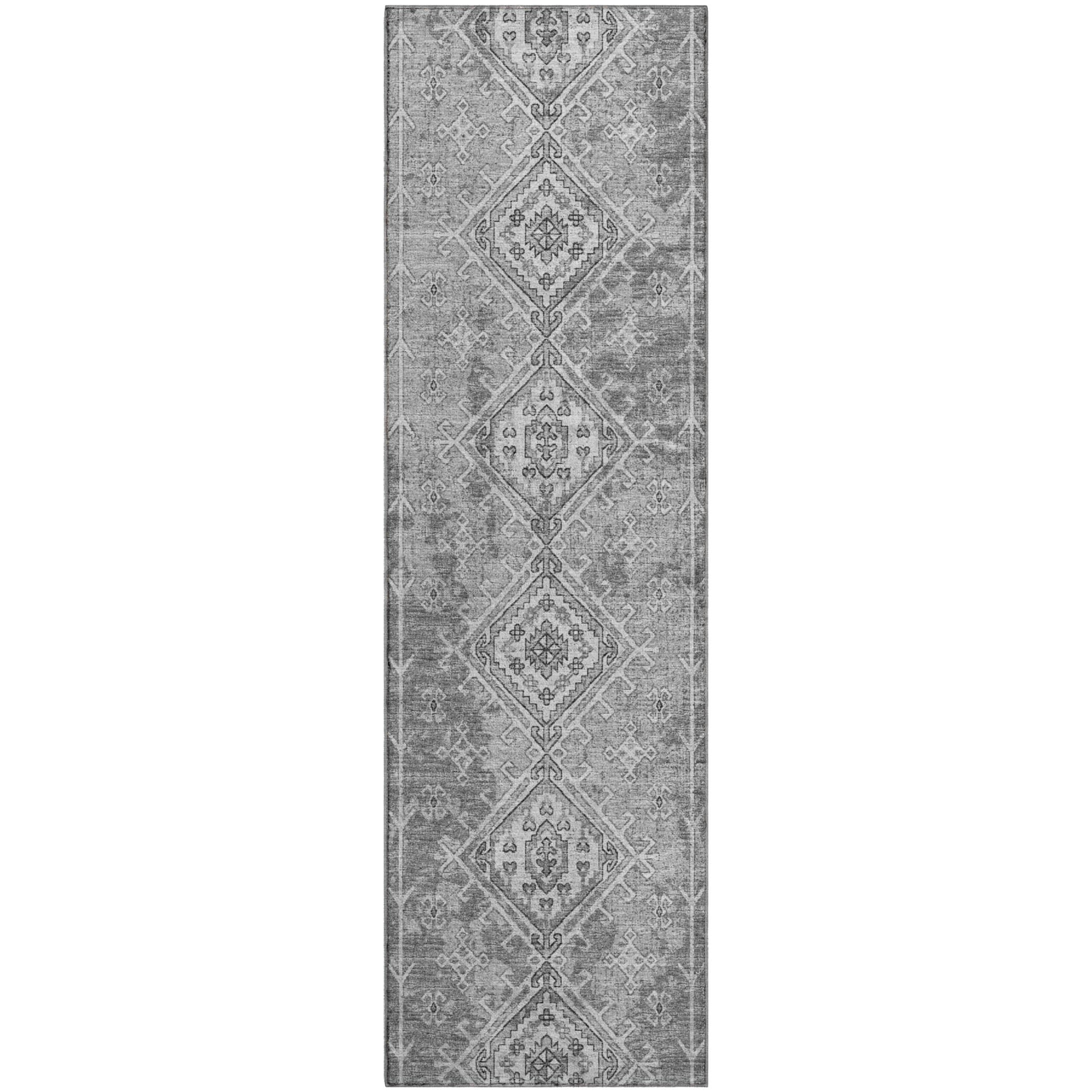 Zanzibar Machine Washable Transitional Ash Gray Rug 2'3" x 7'6" #shape_Runner