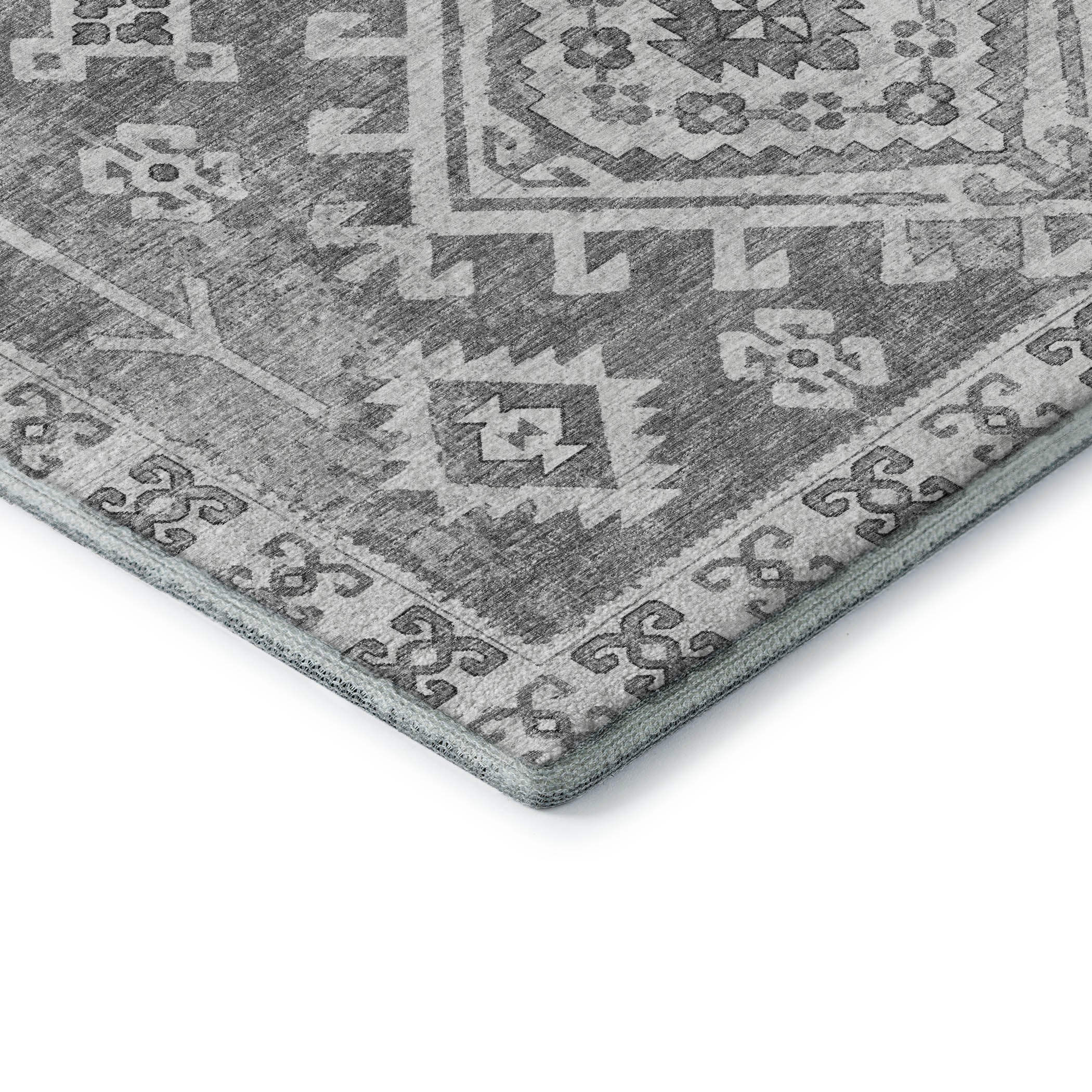Zanzibar Machine Washable Transitional Ash Gray Rug 1'8" x 2'6" #shape_Rectangle