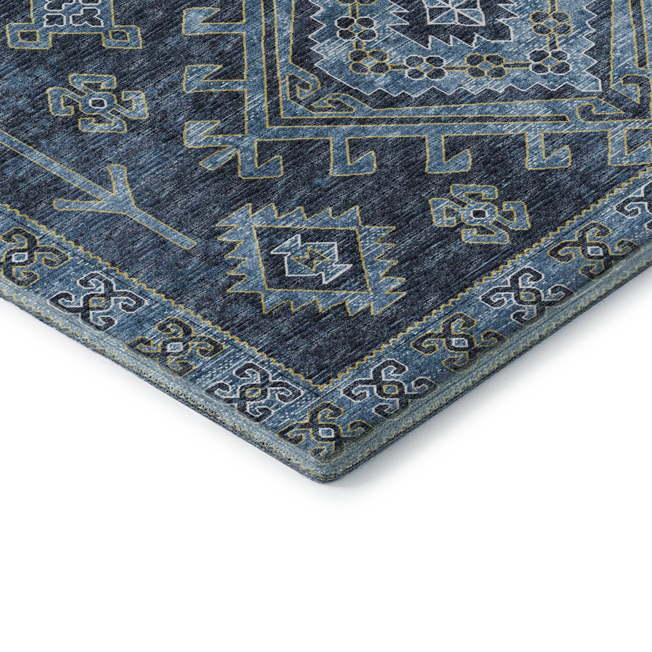 Zanzibar Machine Washable Transitional Blue Rug 1'8" x 2'6" #shape_Rectangle