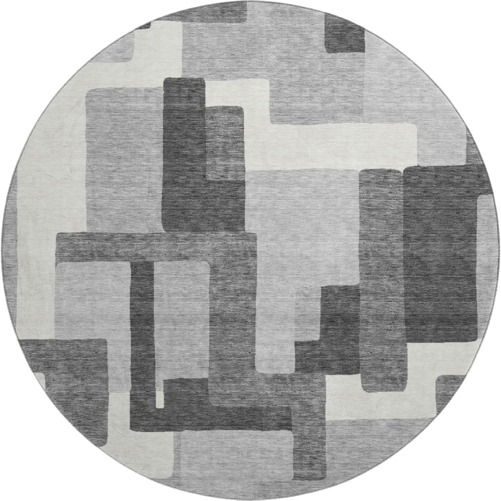 Marrakech Machine Washable Transitional Gray Rug 8' x 8' #shape_Round