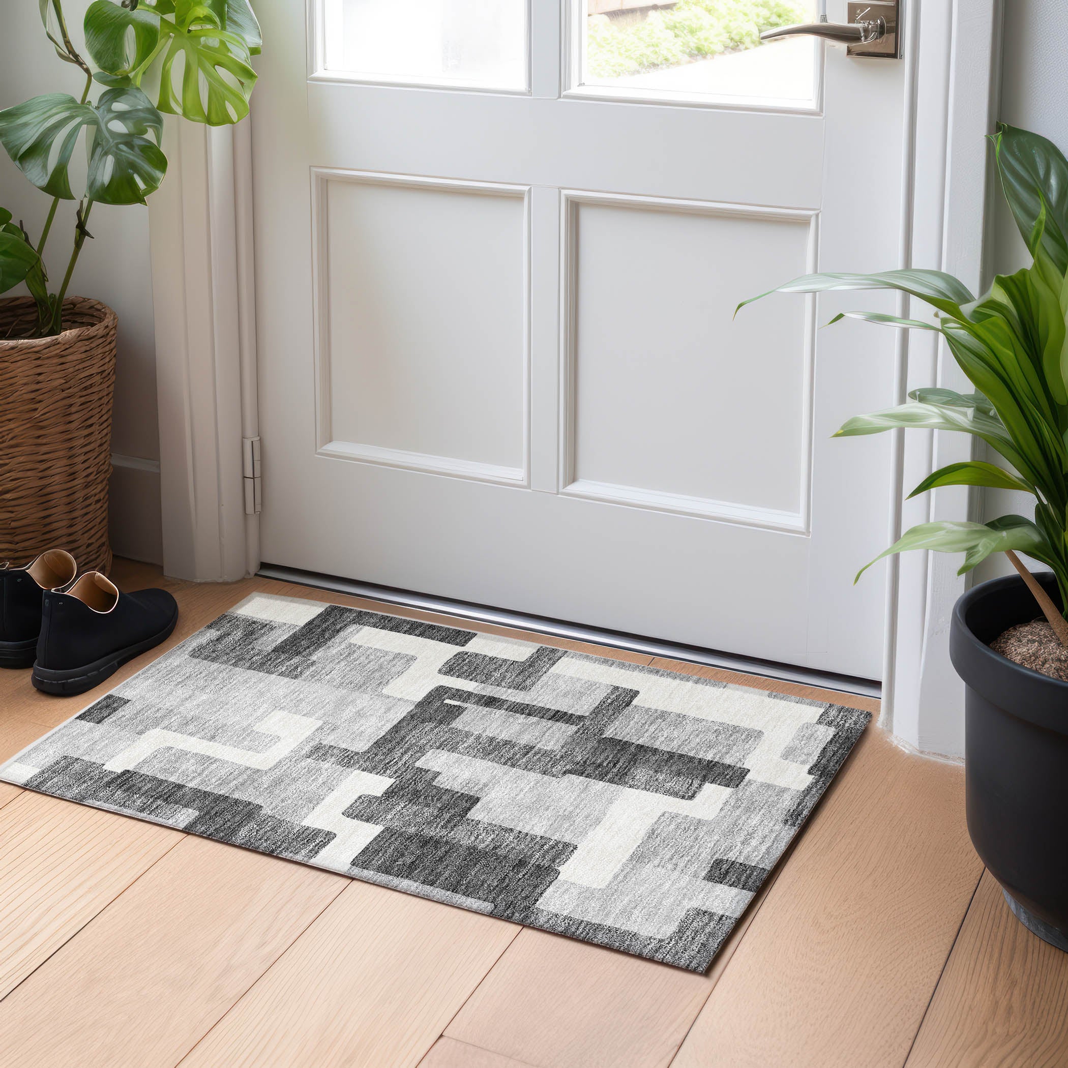 Marrakech Machine Washable Transitional Gray Rug 1'8" x 2'6" #shape_Rectangle