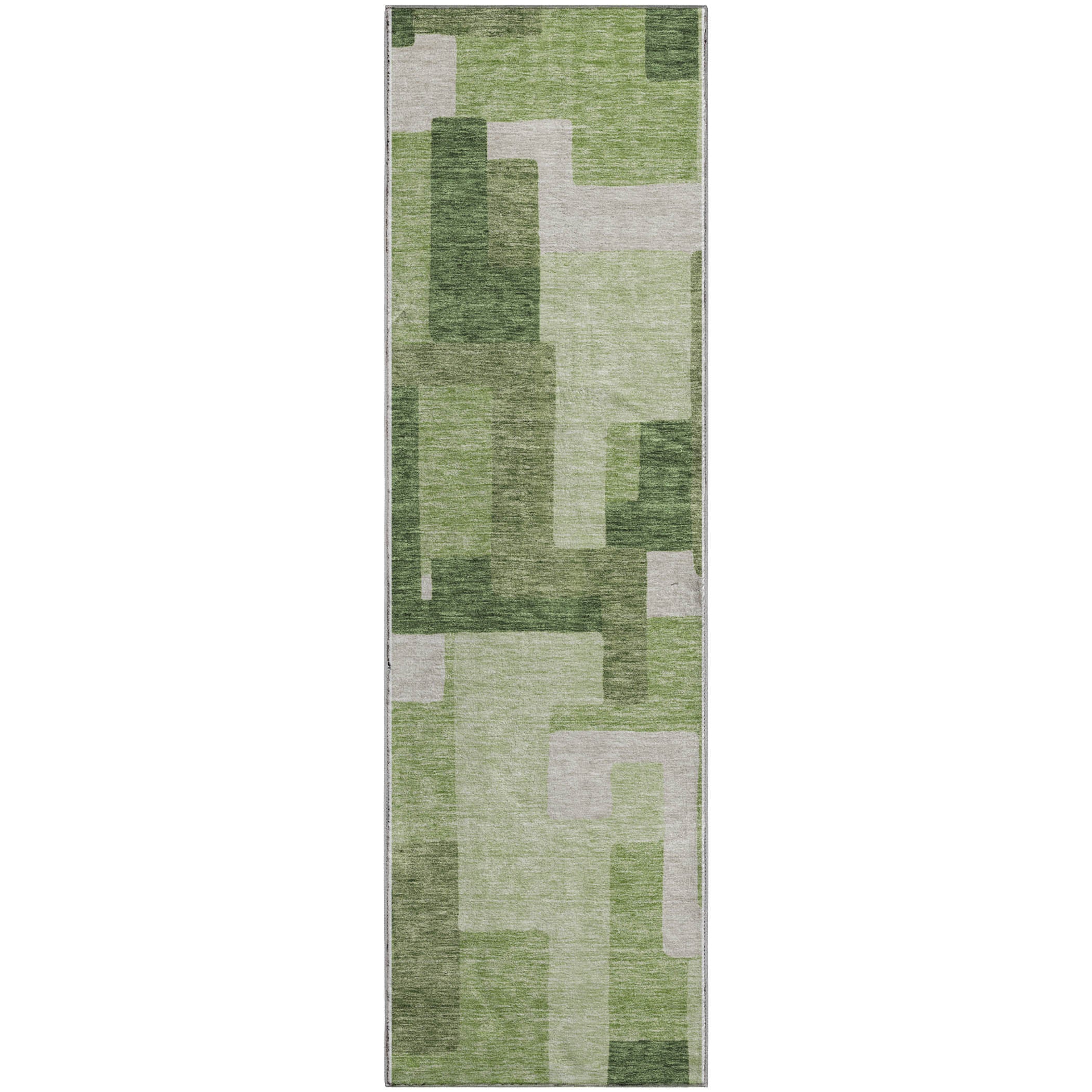 Marrakech Machine Washable Transitional Green Rug 2'3" x 7'6" #shape_Runner