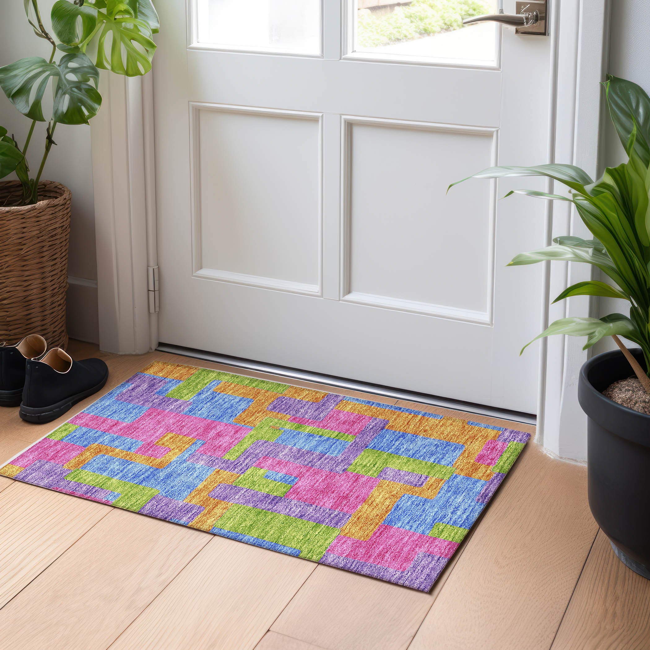 Marrakech Machine Washable Transitional Purple Rug 1'8" x 2'6" #shape_Rectangle