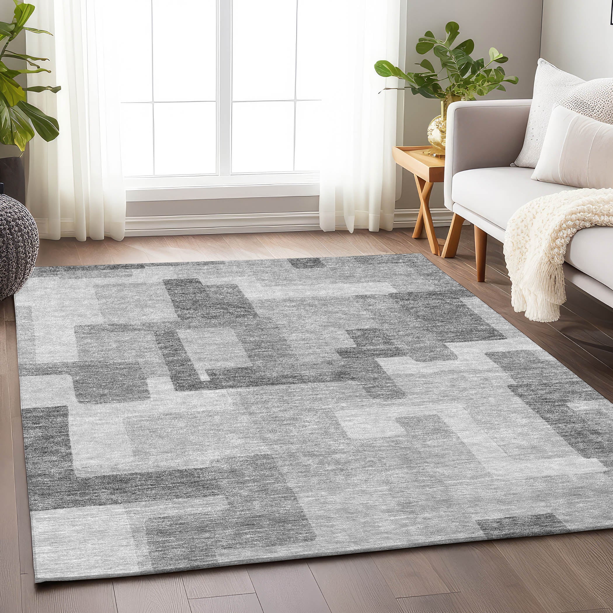 Marrakech Machine Washable Transitional Silver Gray Rug 2'6" x 3'10" #shape_Rectangle