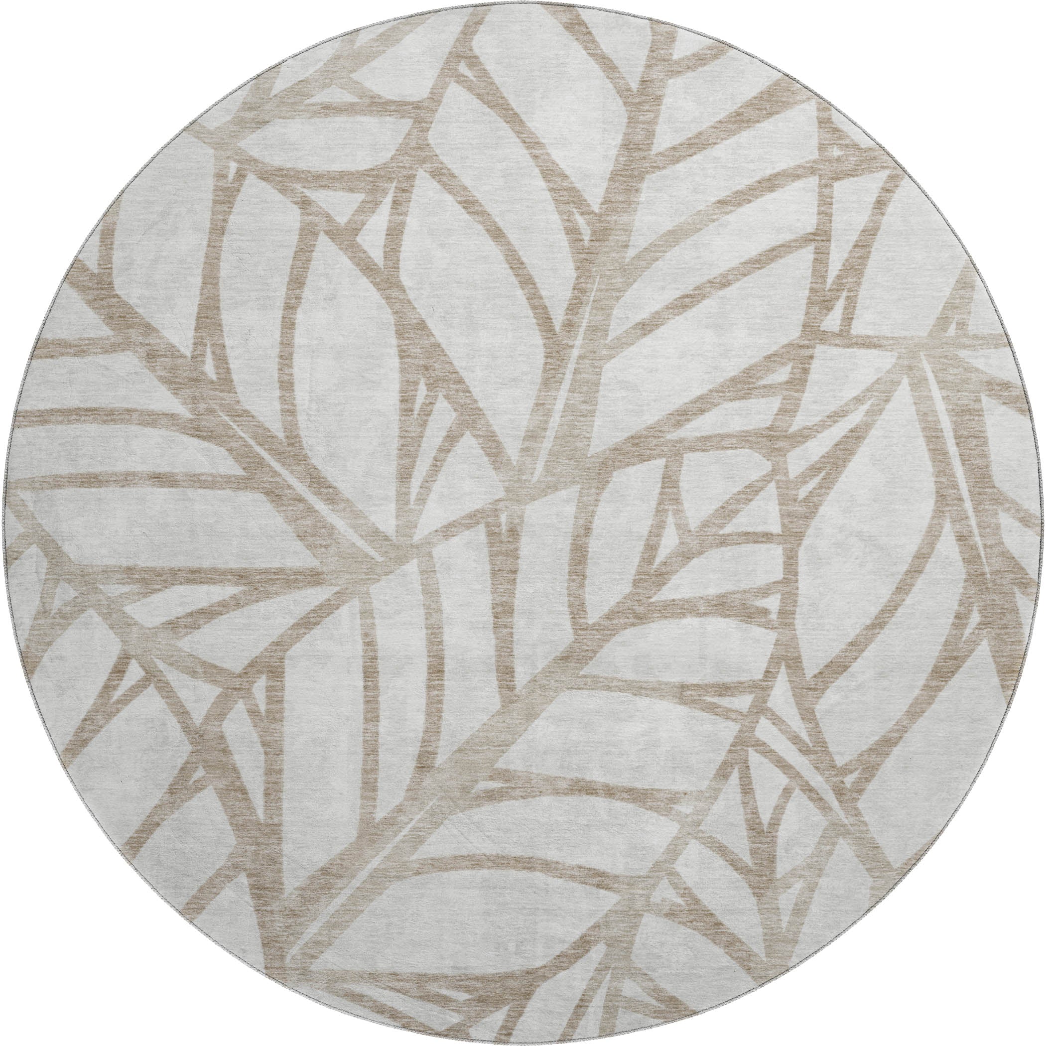 Ghent Machine Washable Transitional Beige Brown Rug 8' x 8' #shape_Round