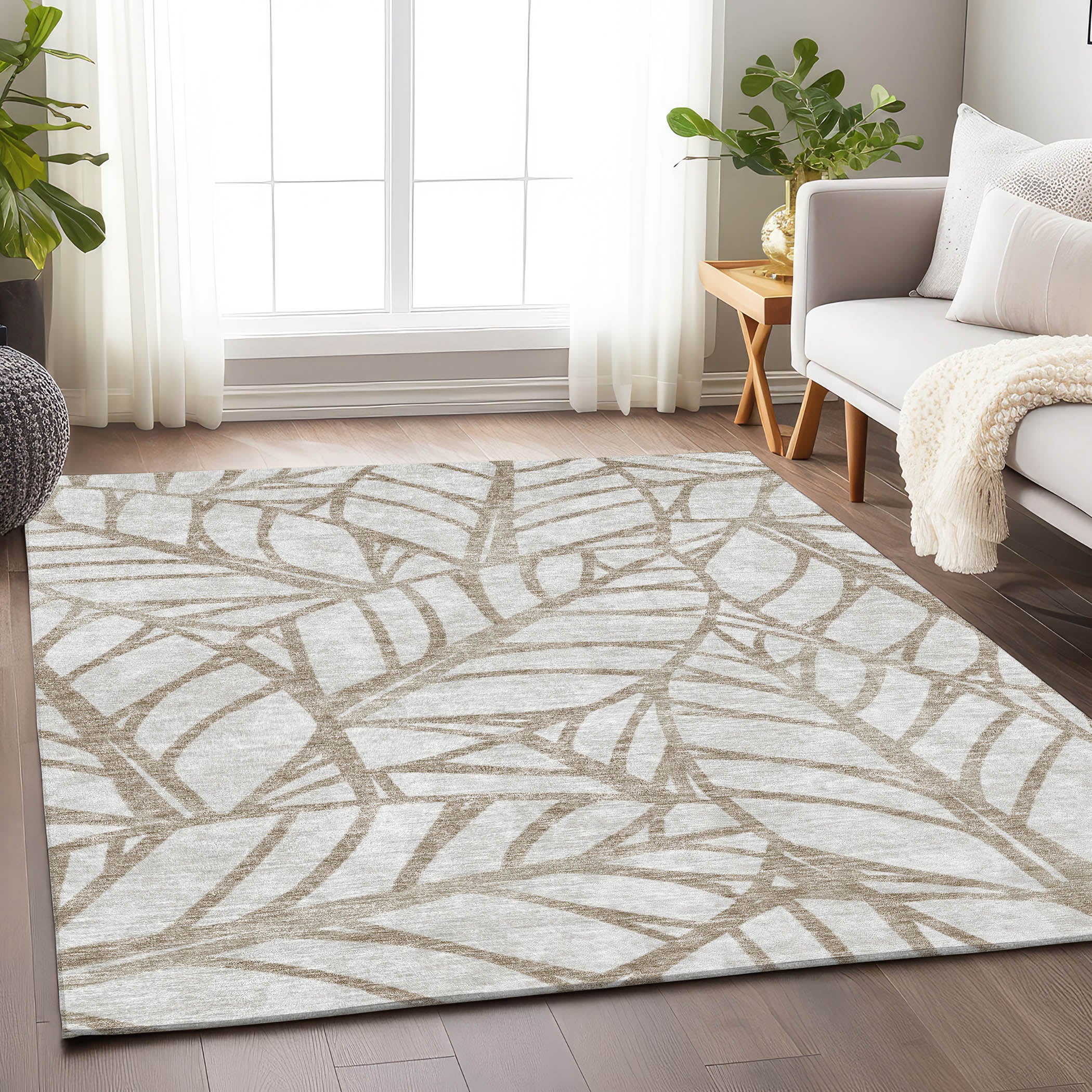 Ghent Machine Washable Transitional Beige Brown Rug 2'6" x 3'10" #shape_Rectangle