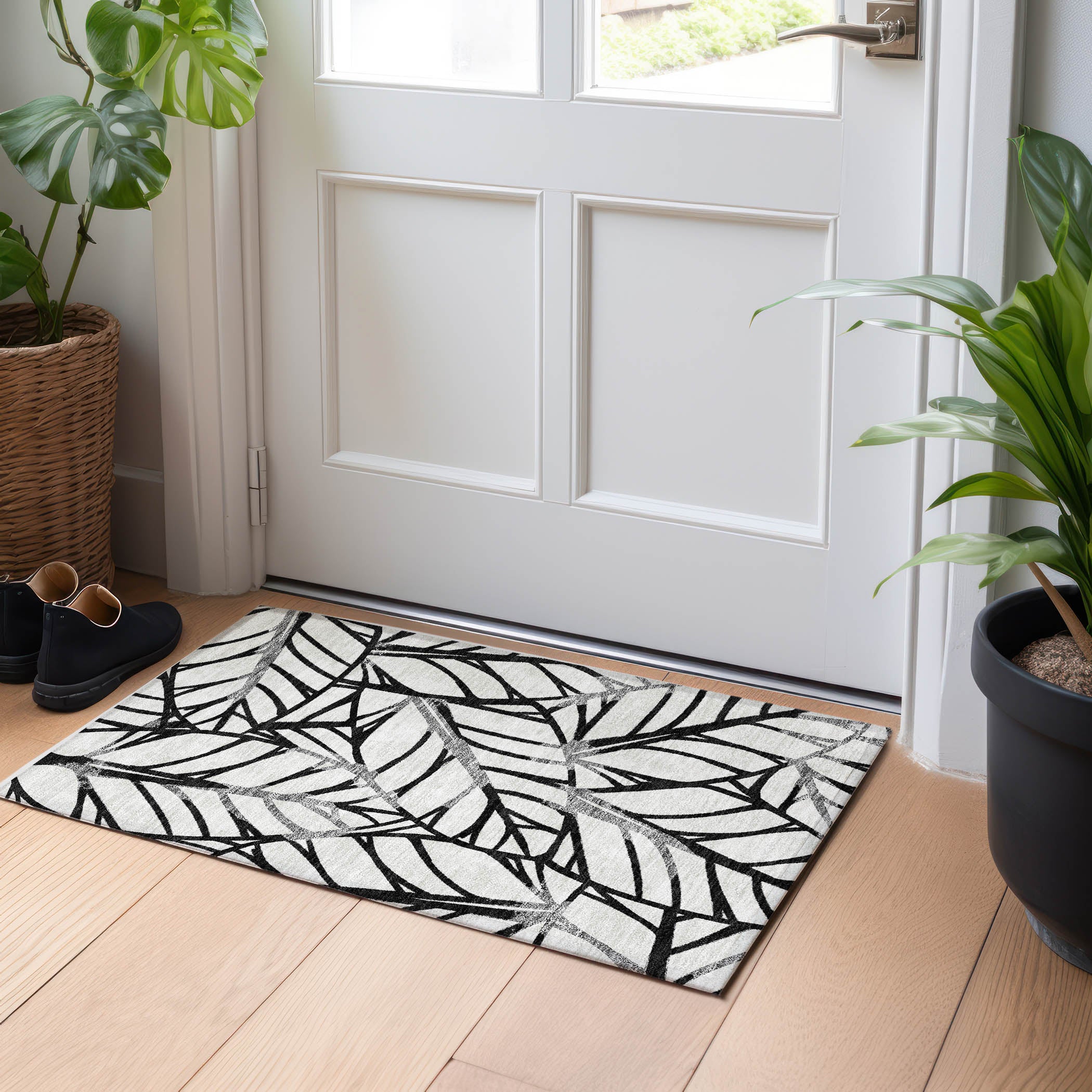 Ghent Machine Washable Transitional Black Rug 1'8" x 2'6" #shape_Rectangle