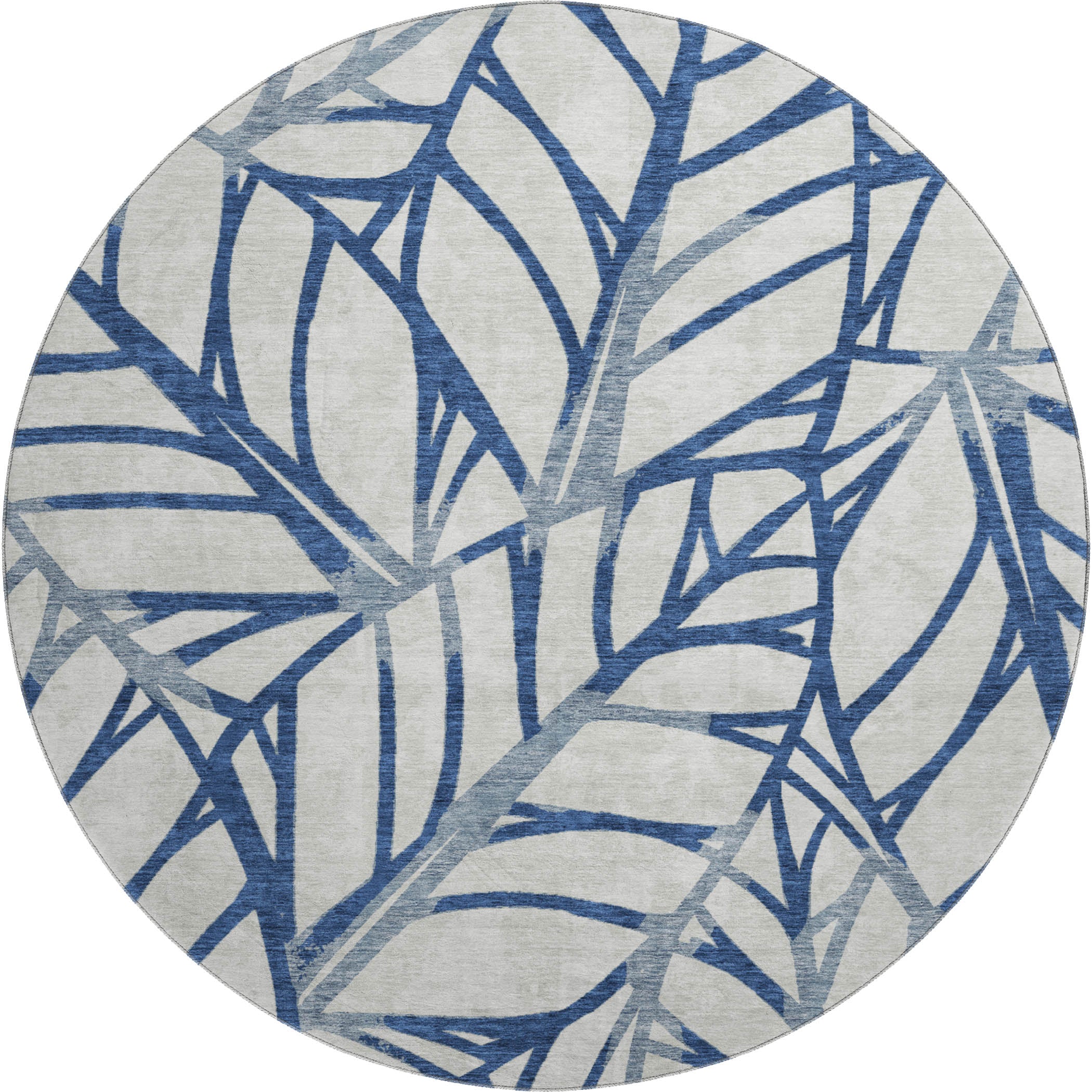 Ghent Machine Washable Transitional Navy Blue Rug 8' x 8' #shape_Round