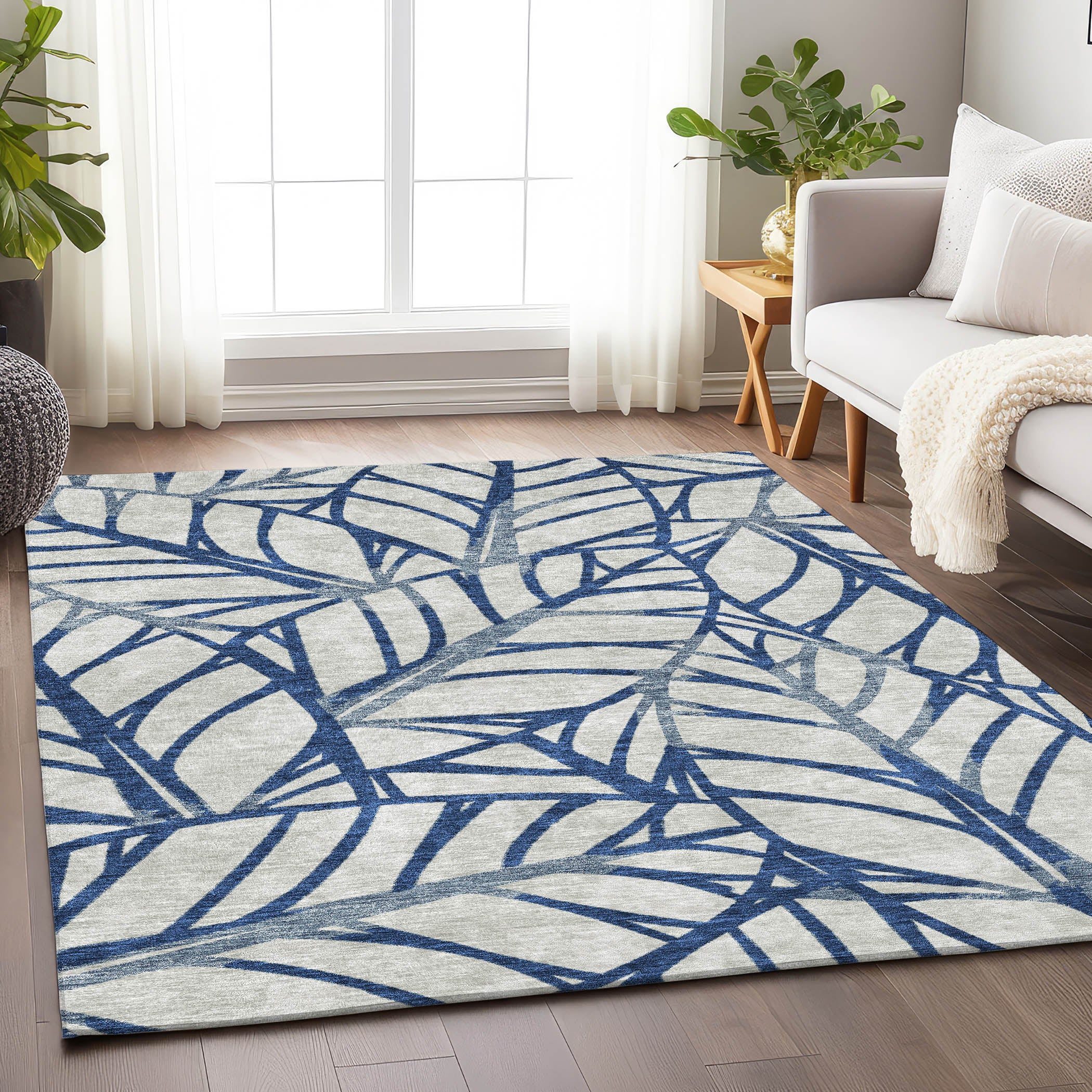 Ghent Machine Washable Transitional Navy Blue Rug 2'6" x 3'10" #shape_Rectangle