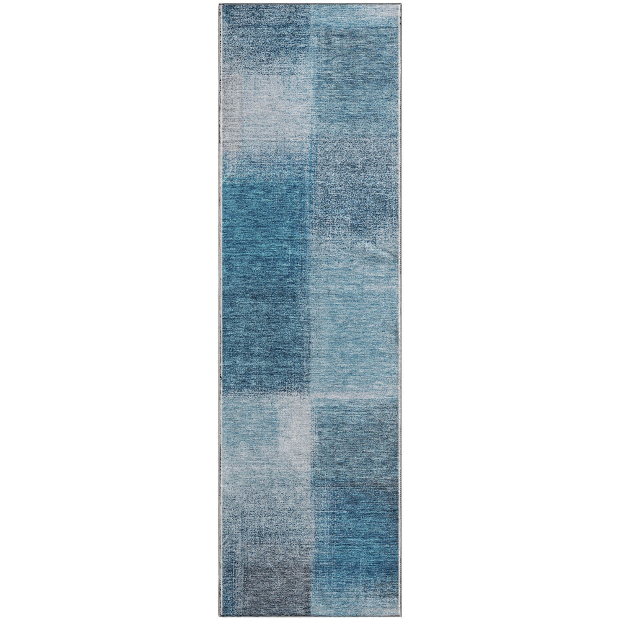 Lisbon Machine Washable Transitional Denim Blue Rug 2'3" x 7'6" #shape_Runner