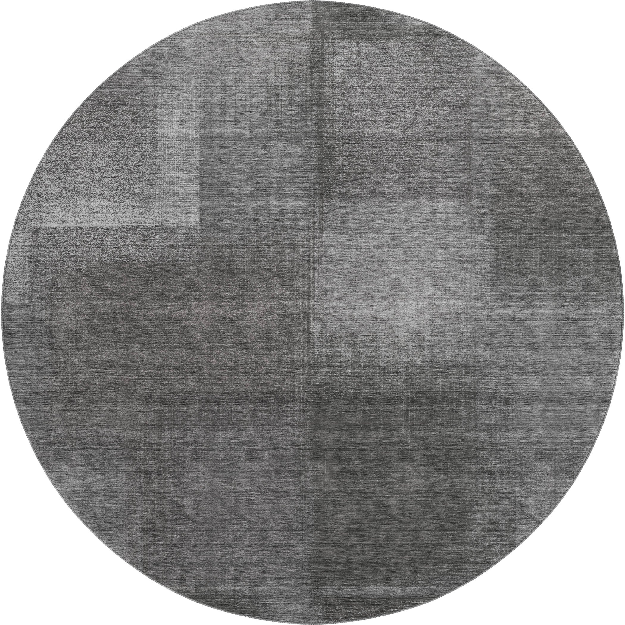 Lisbon Machine Washable Transitional Gray Rug 8' x 8' #shape_Round