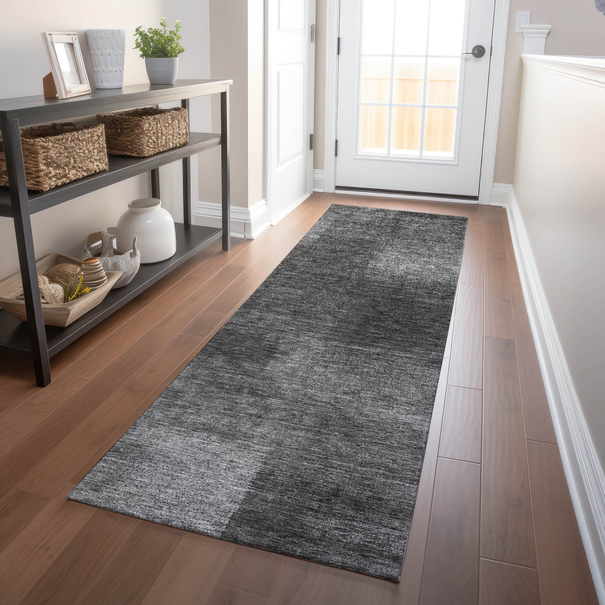 Lisbon Machine Washable Transitional Gray Rug 2'3" x 7'6" #shape_Runner
