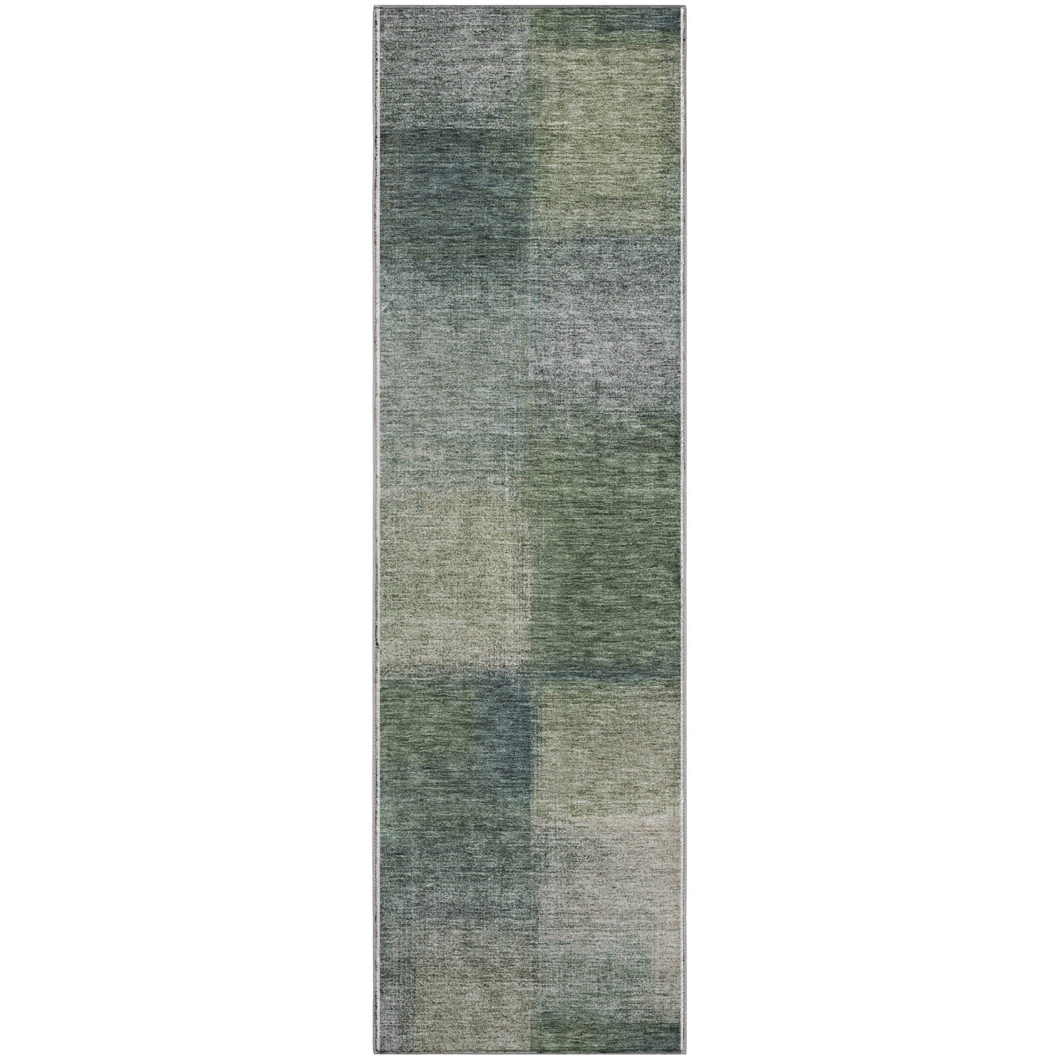 Lisbon Machine Washable Transitional Olive Green Rug 2'3" x 7'6" #shape_Runner