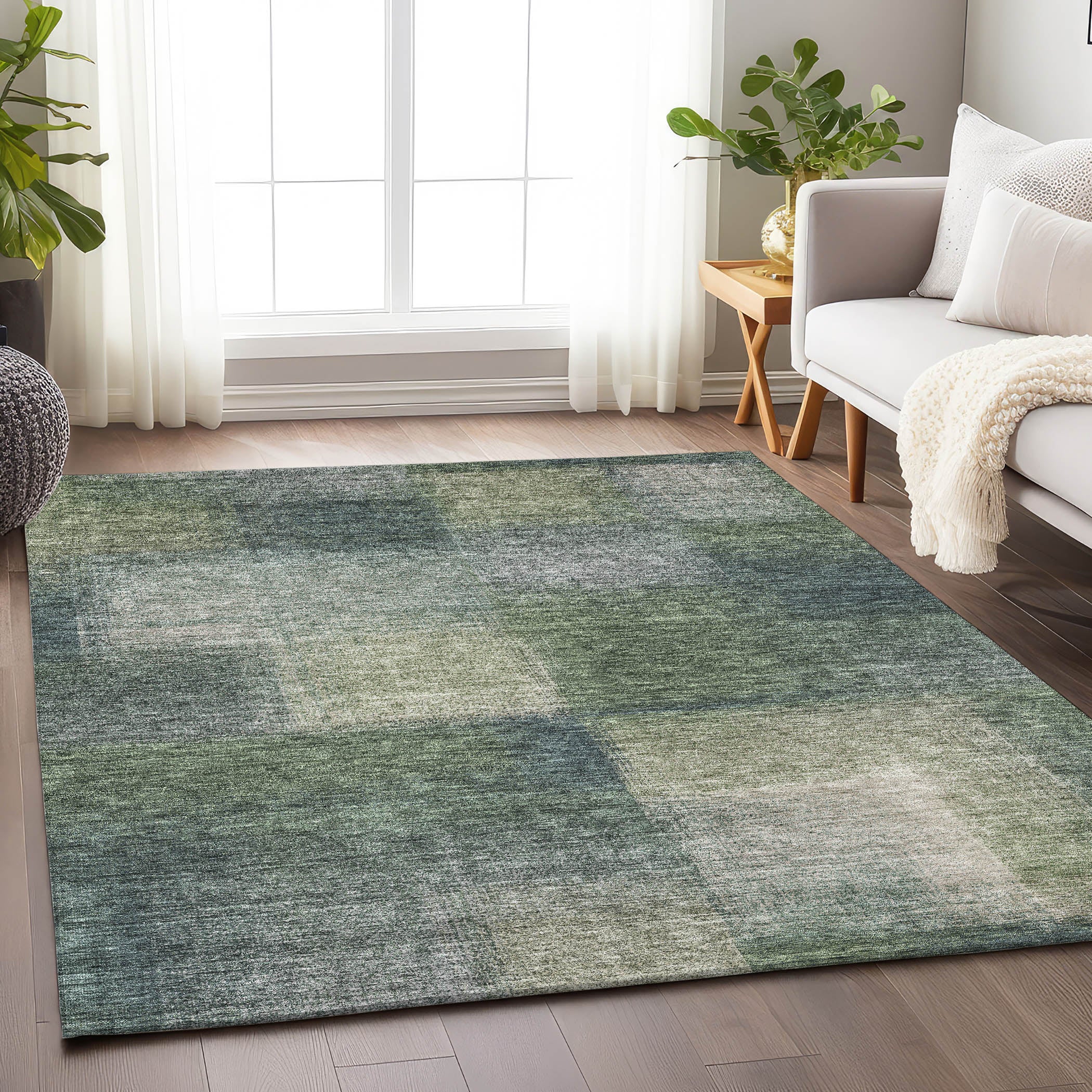 Lisbon Machine Washable Transitional Olive Green Rug 2'6" x 3'10" #shape_Rectangle