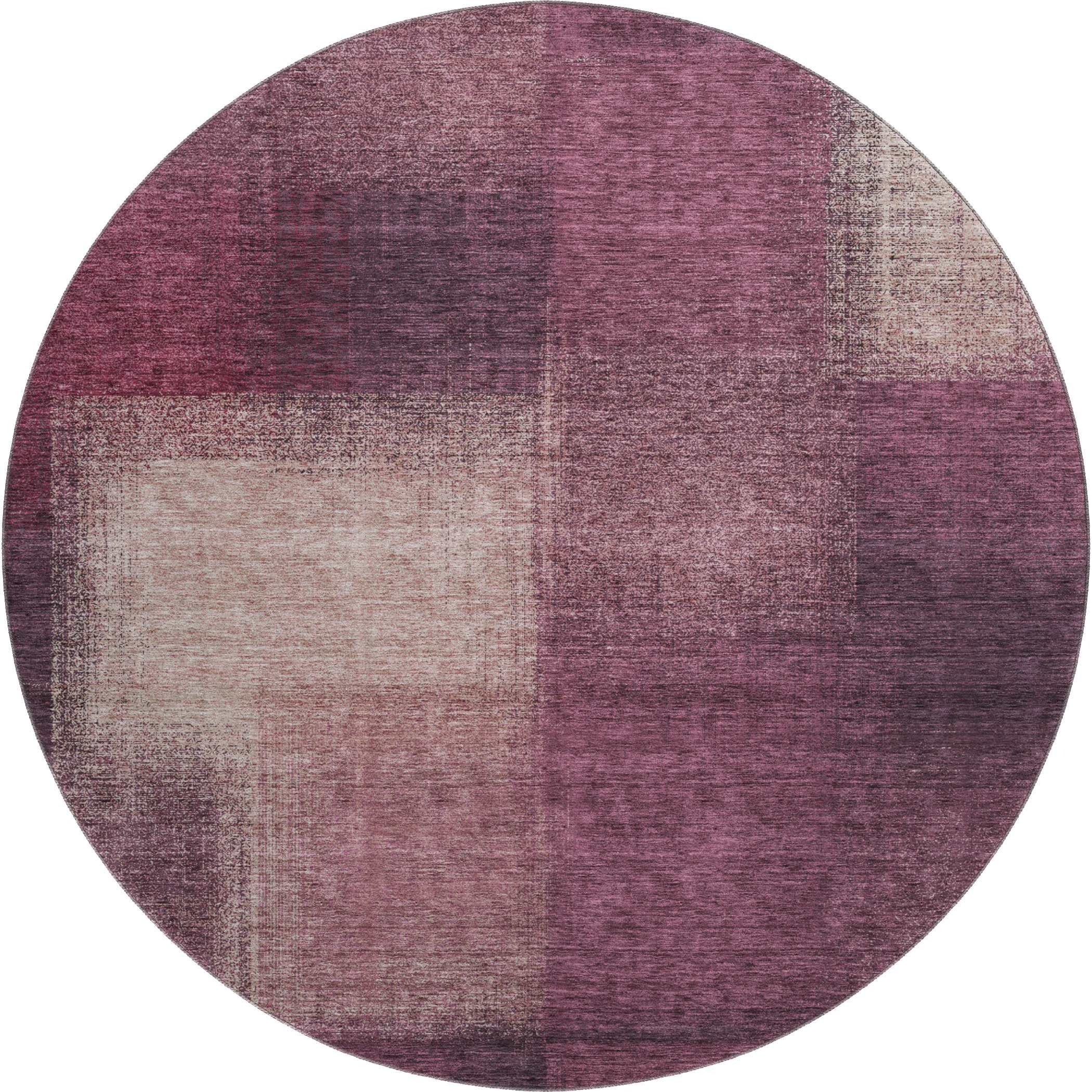 Lisbon Machine Washable Transitional Plum Purple Rug 8' x 8' #shape_Round