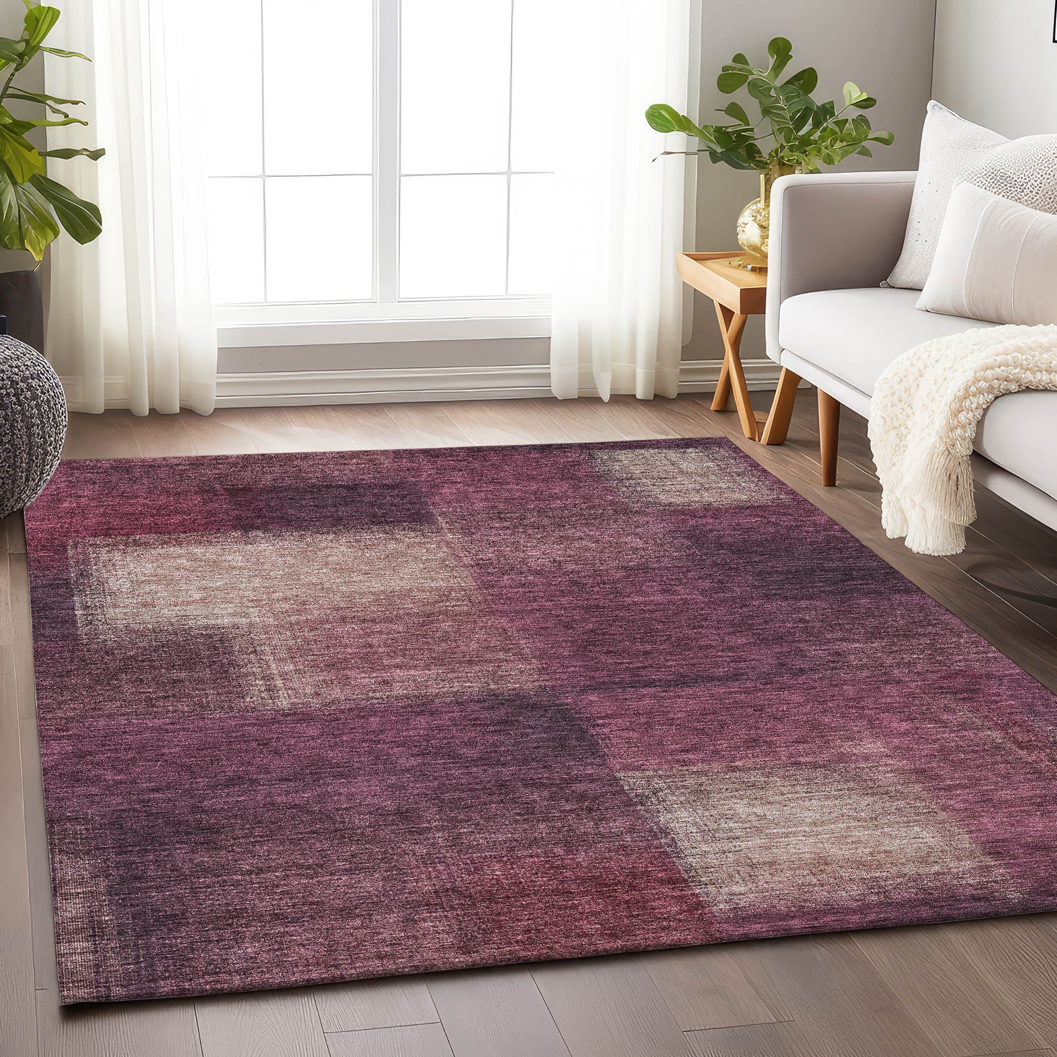 Lisbon Machine Washable Transitional Plum Purple Rug 2'6" x 3'10" #shape_Rectangle