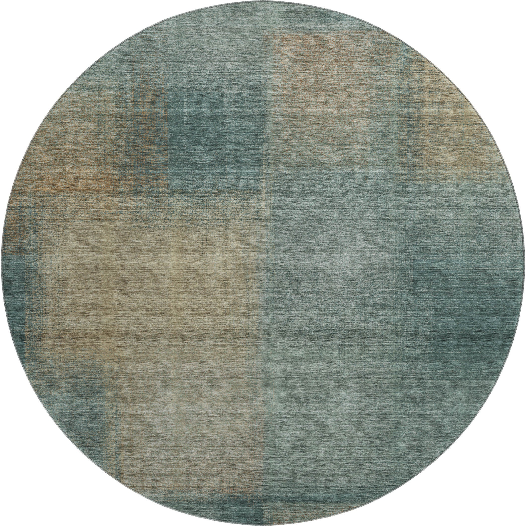 Lisbon Machine Washable Transitional Teal Rug 8' x 8' #shape_Round