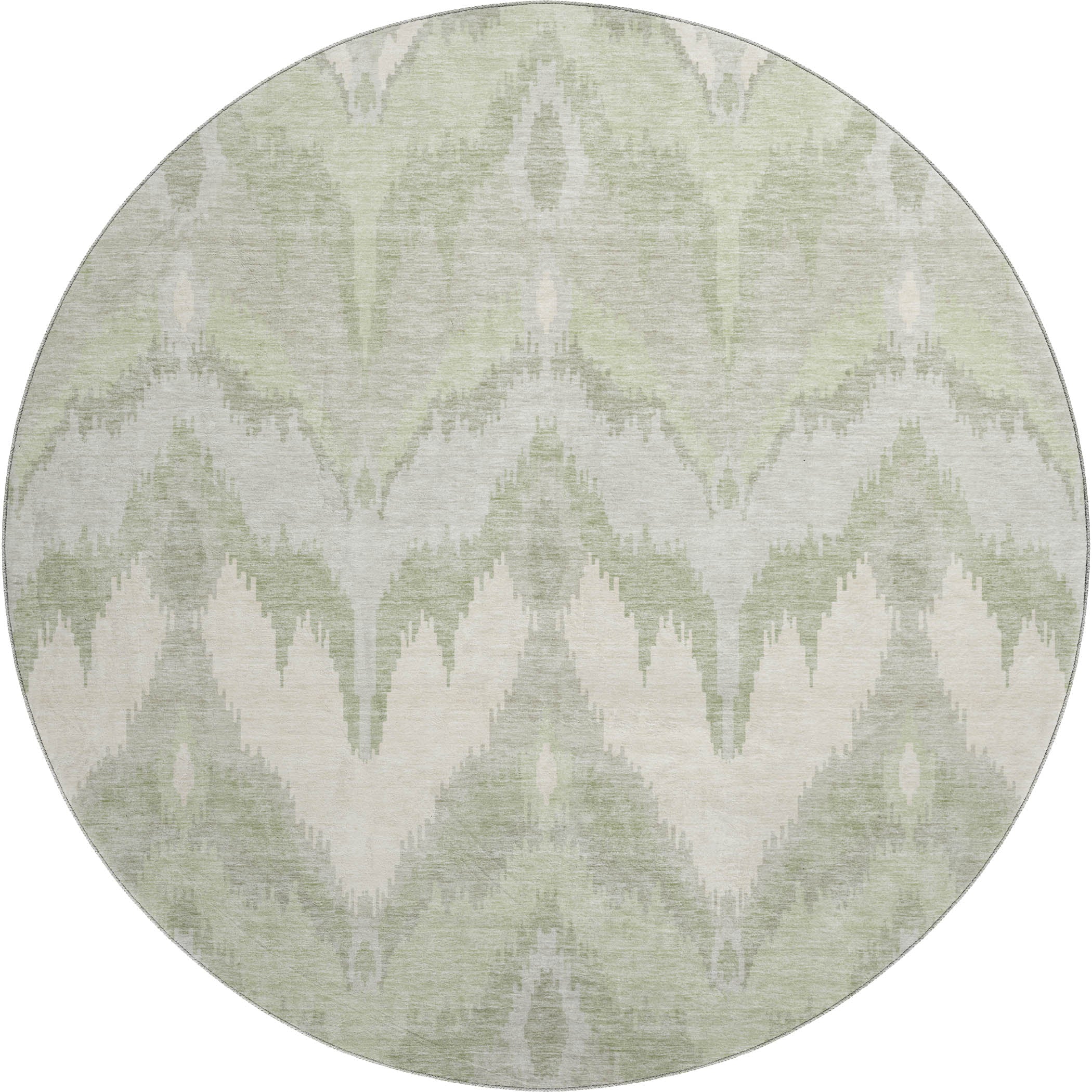 Havana Machine Washable Transitional Aloe Green Rug 8' x 8' #shape_Round