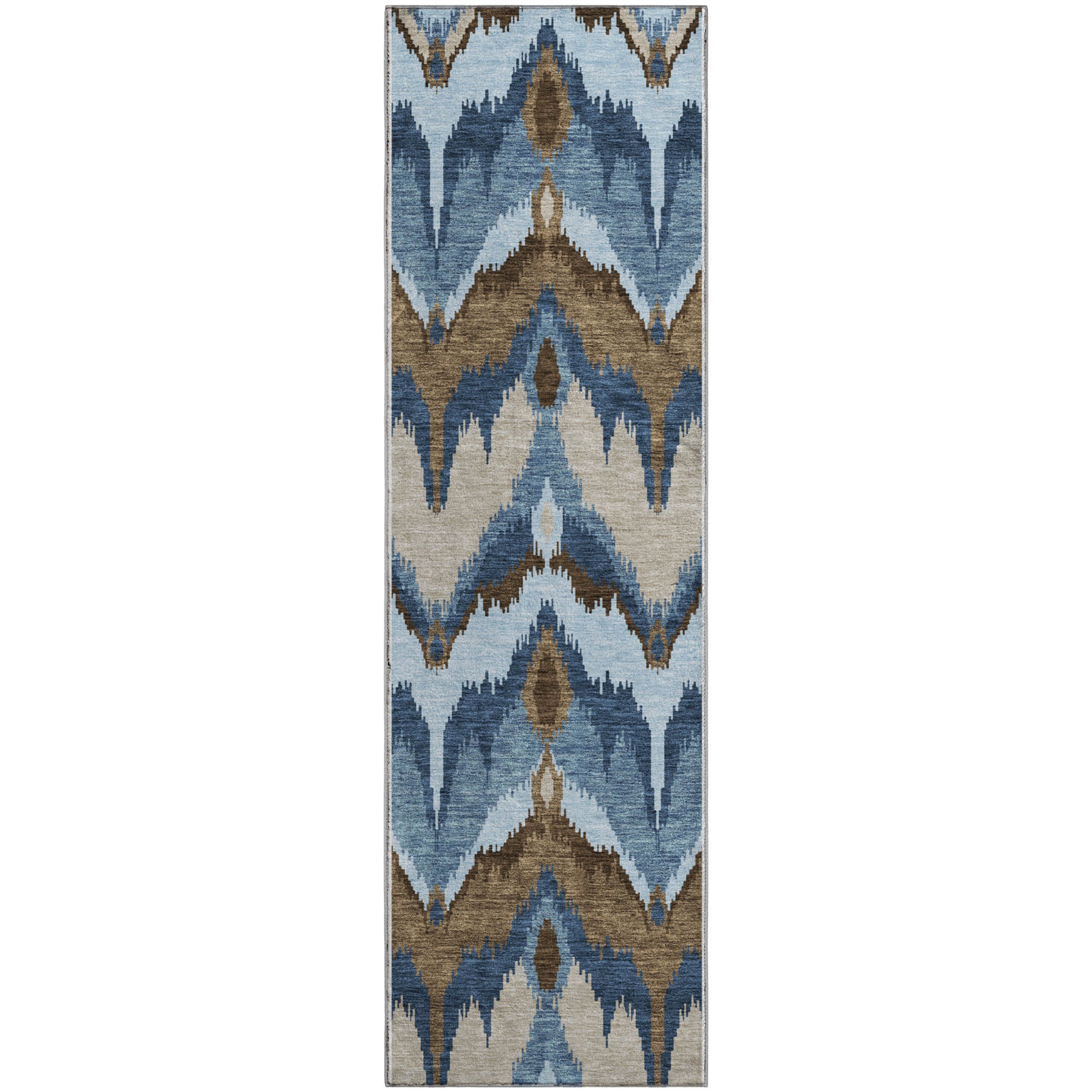 Havana Machine Washable Transitional Blue Rug 2'3" x 7'6" #shape_Runner