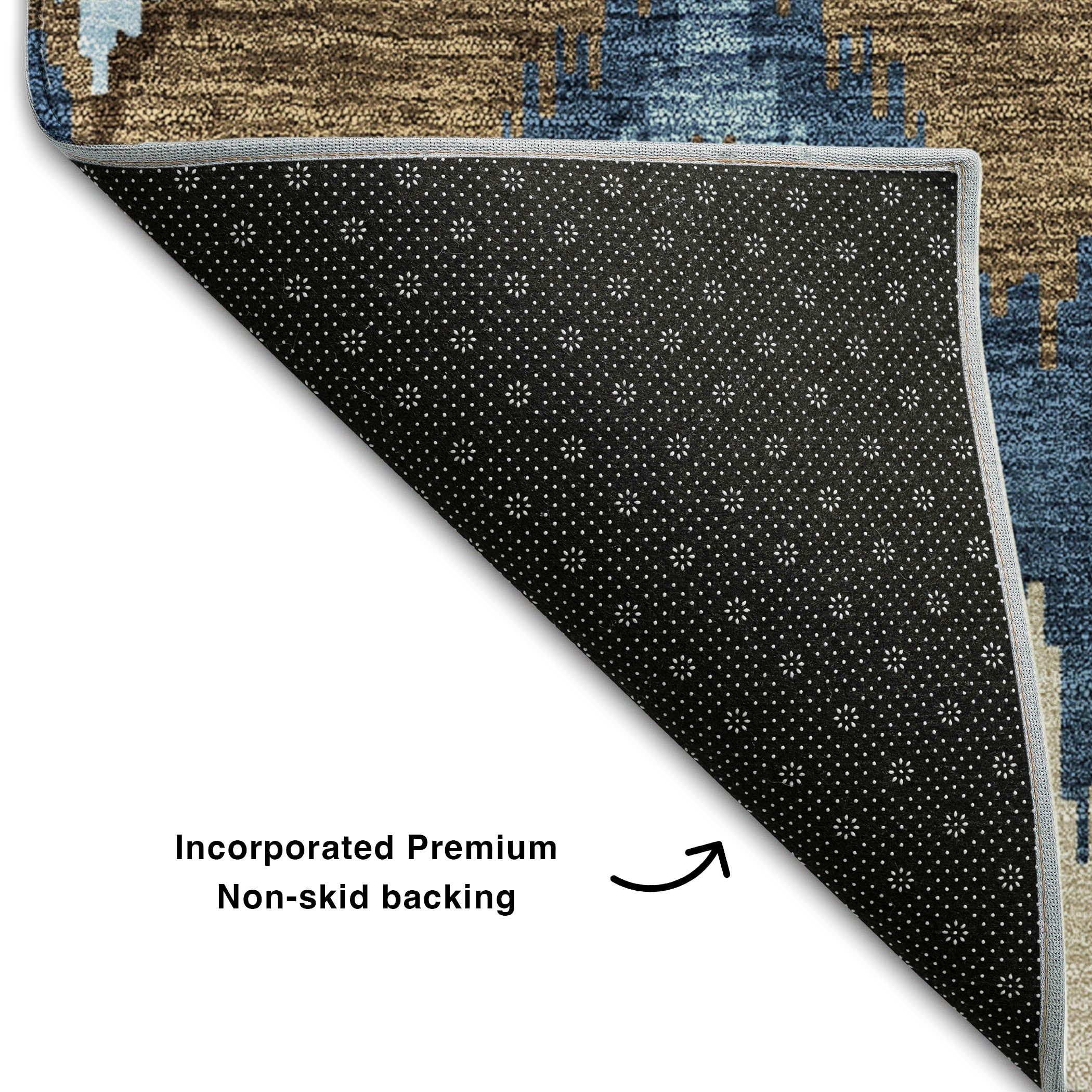 Havana Machine Washable Transitional Blue Rug 1'8" x 2'6" #shape_Rectangle