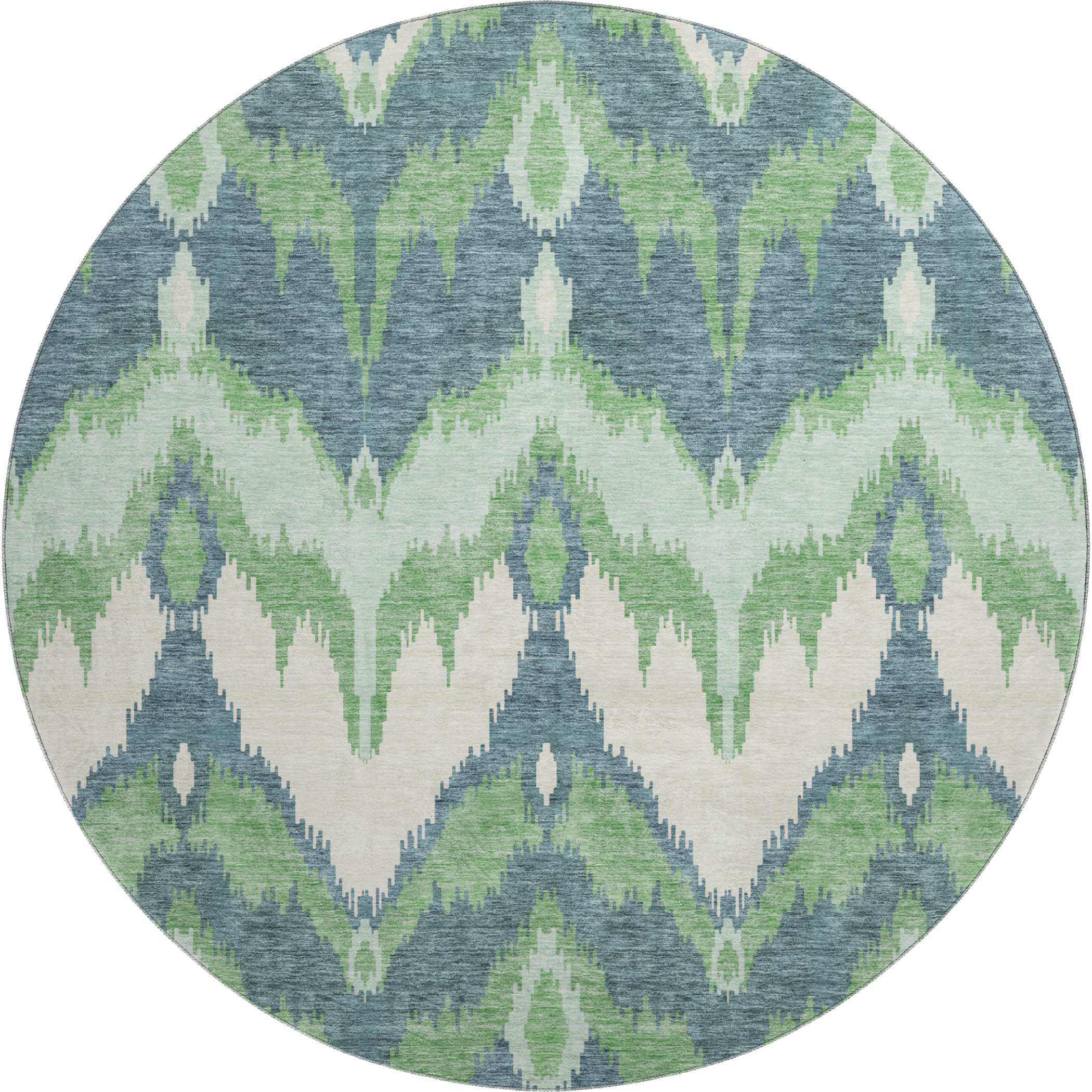 Havana Machine Washable Transitional Green Rug 8' x 8' #shape_Round
