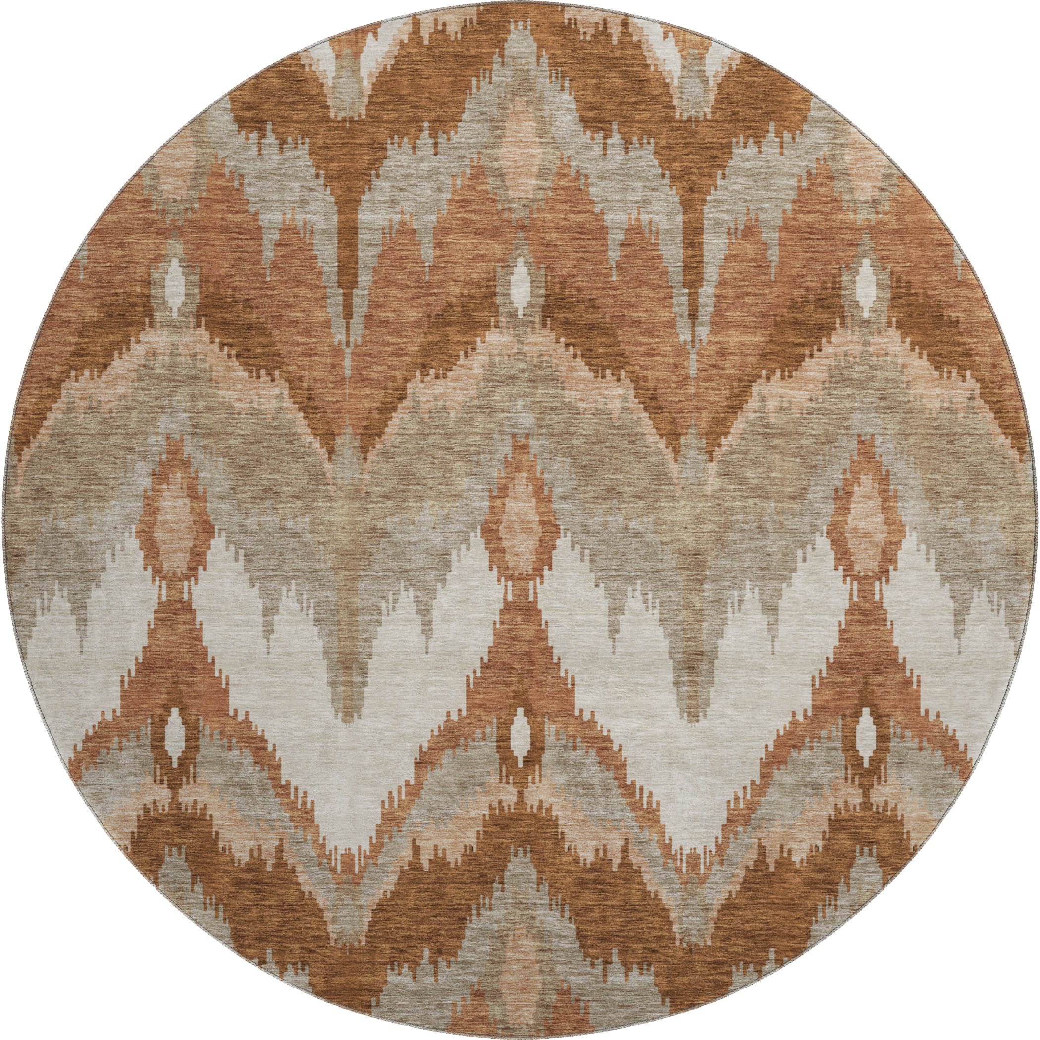 Havana Machine Washable Transitional Paprika Orange Rug 8' x 8' #shape_Round