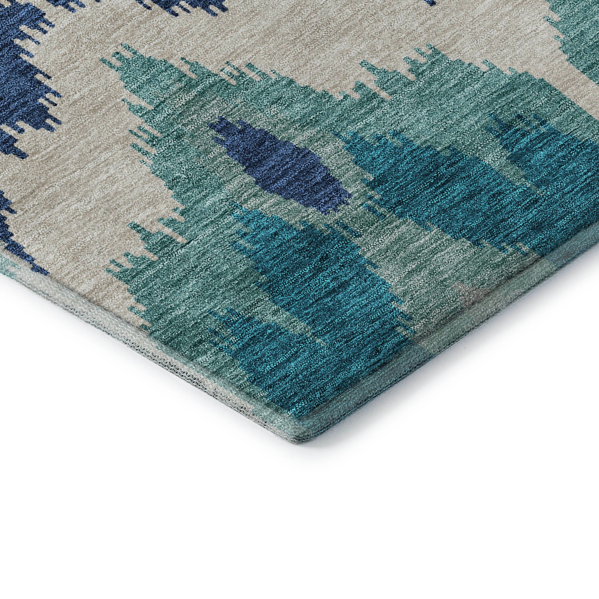 Havana Machine Washable Transitional Teal Rug 1'8" x 2'6" #shape_Rectangle