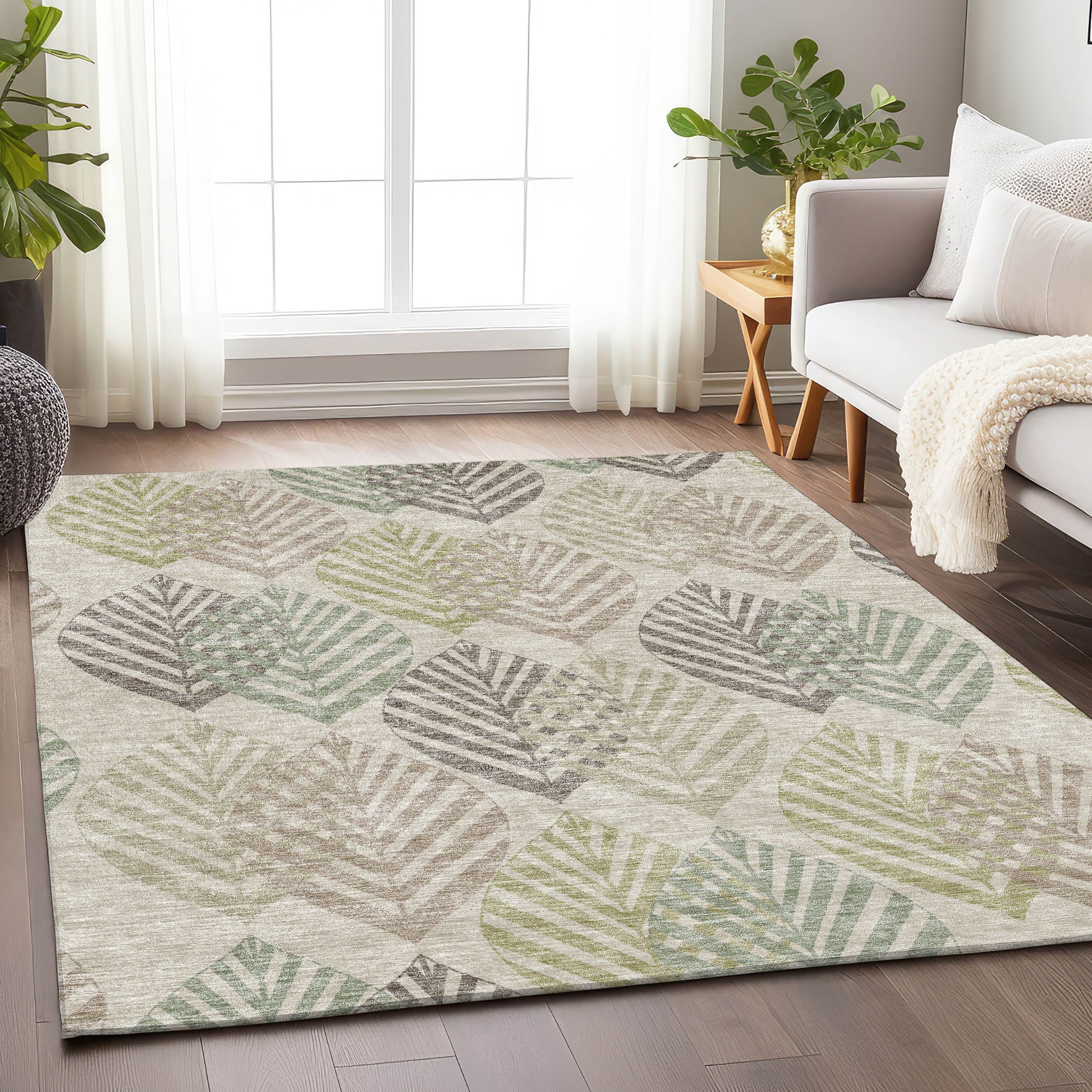 Lucerne Machine Washable Transitional Beige Brown Rug 2'6" x 3'10" #shape_Rectangle