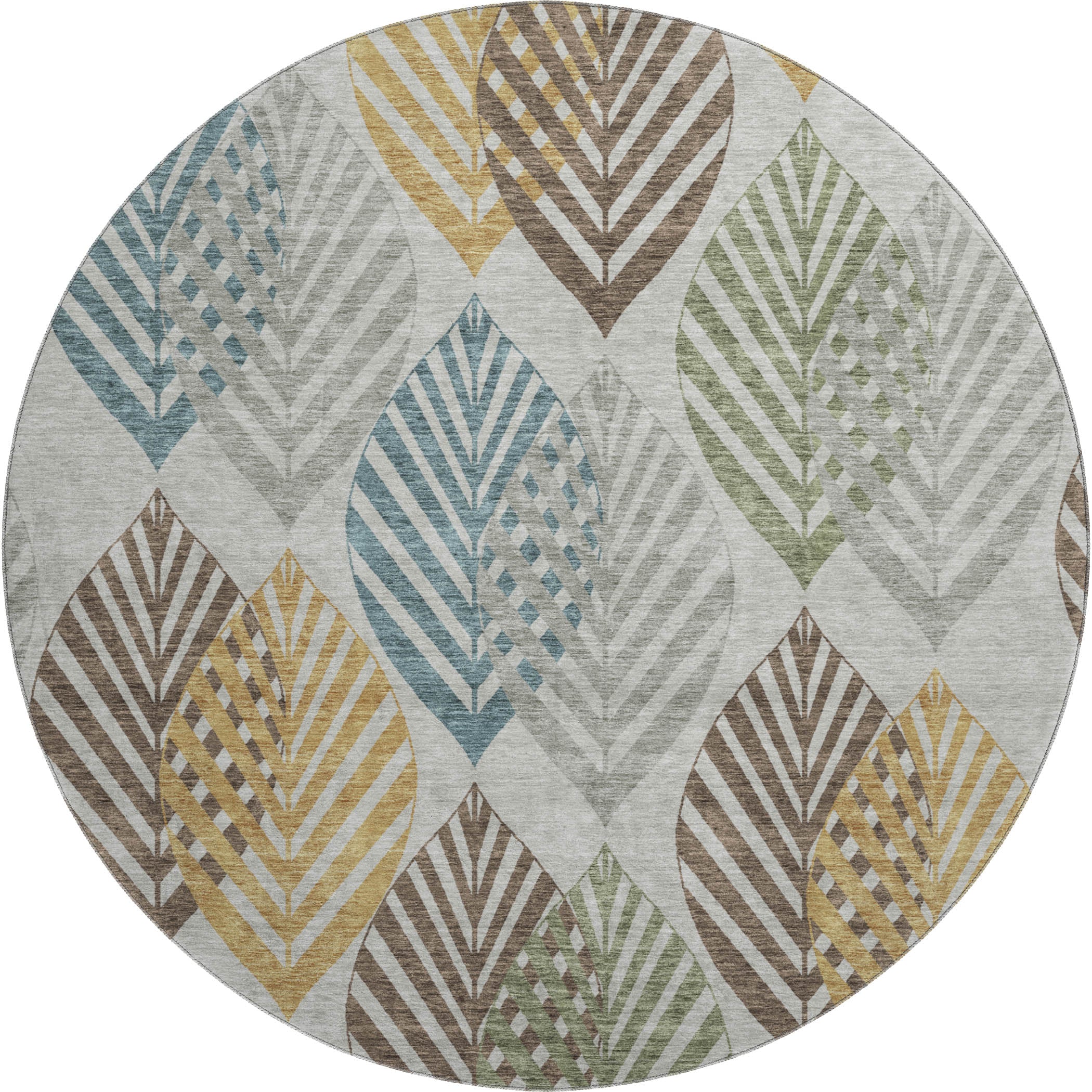 Lucerne Machine Washable Transitional Gray Rug 8' x 8' #shape_Round