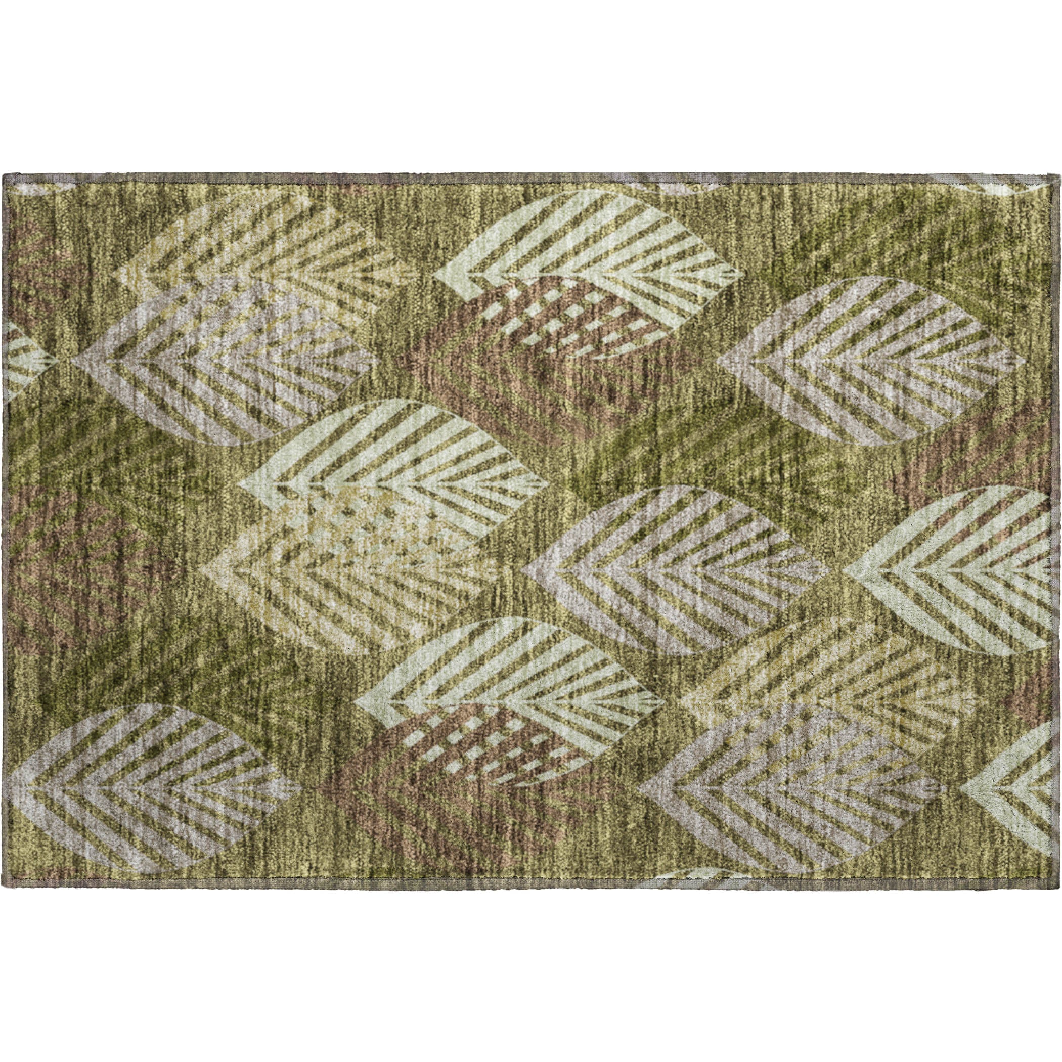 Lucerne Machine Washable Transitional Olive Green Rug 1'8" x 2'6" #shape_Rectangle
