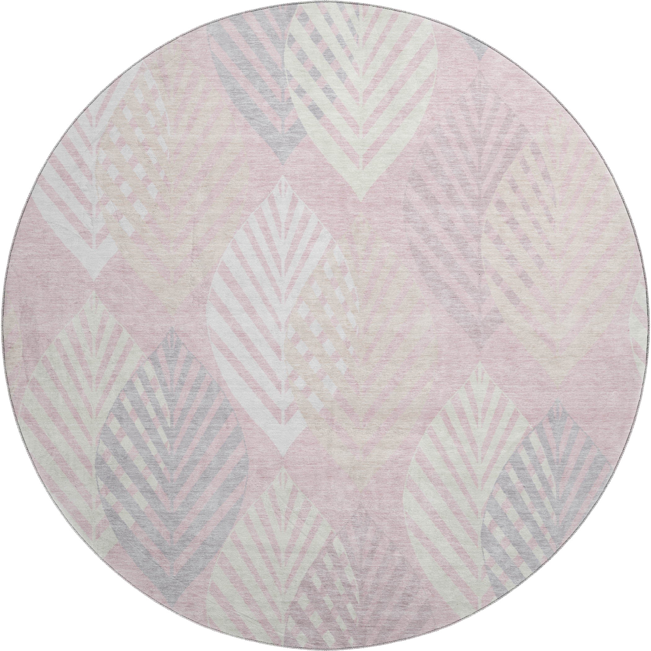 Lucerne Machine Washable Transitional Pink Rug 8' x 8' #shape_Round