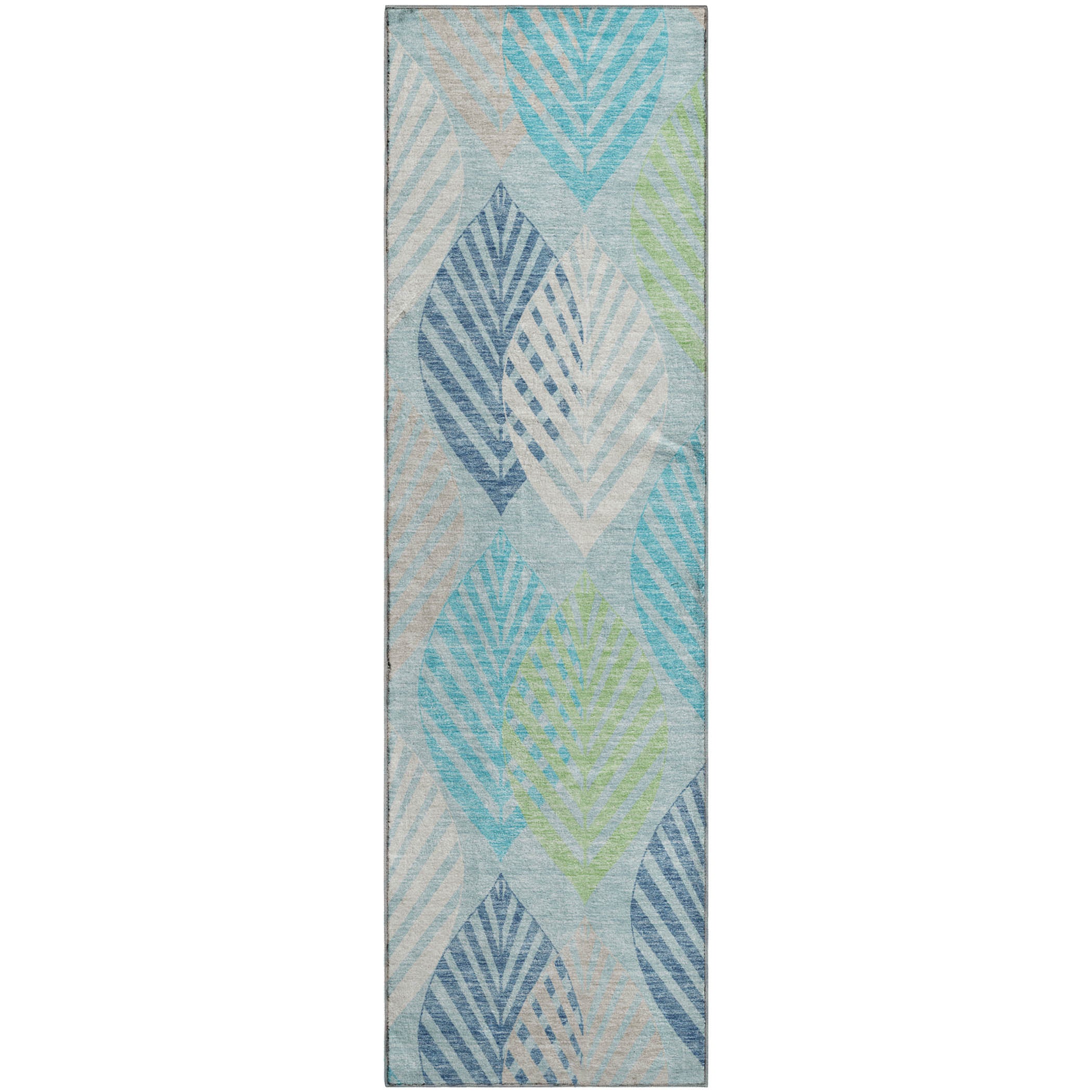 Lucerne Machine Washable Transitional Teal Rug 2'3" x 7'6" #shape_Runner