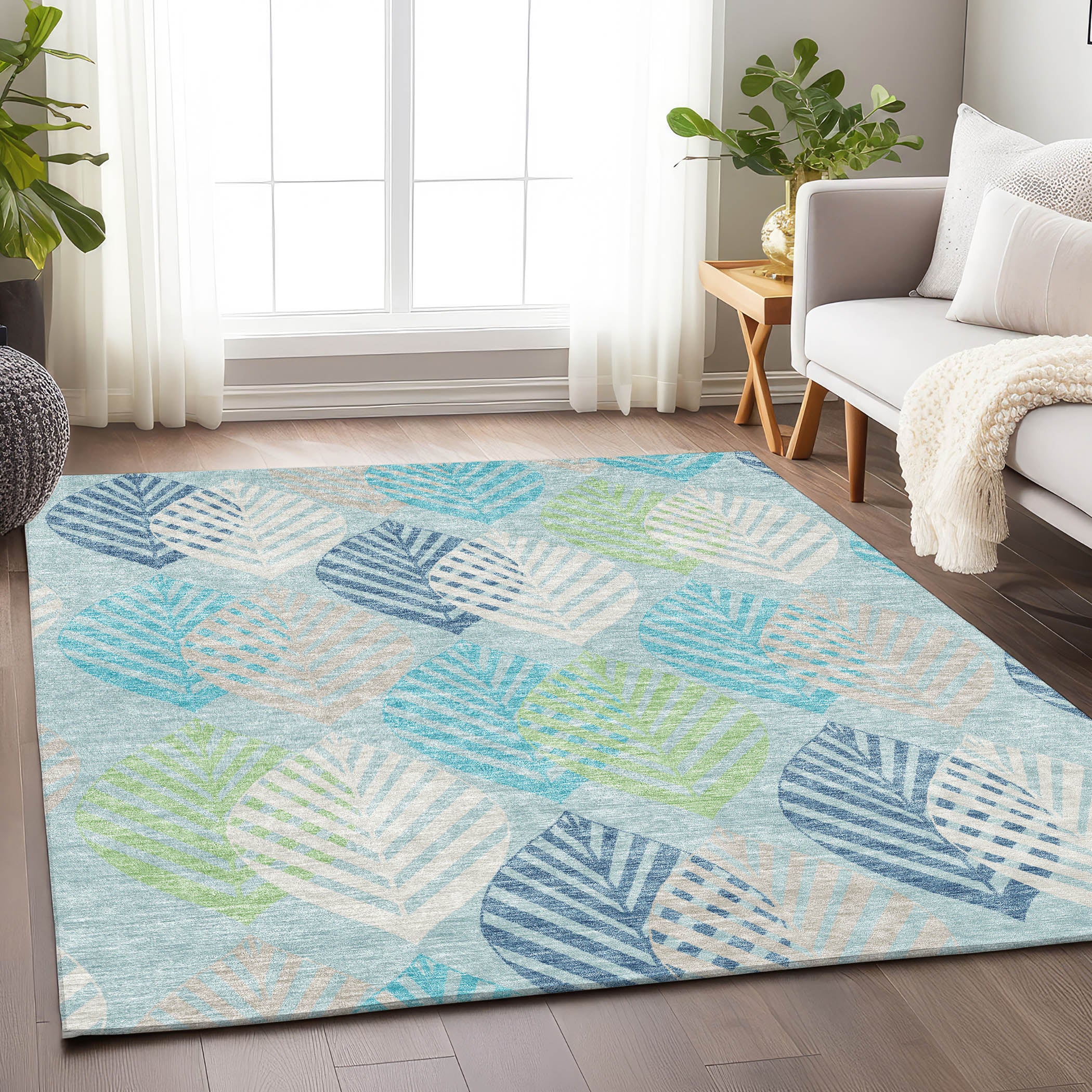 Lucerne Machine Washable Transitional Teal Rug 2'6" x 3'10" #shape_Rectangle