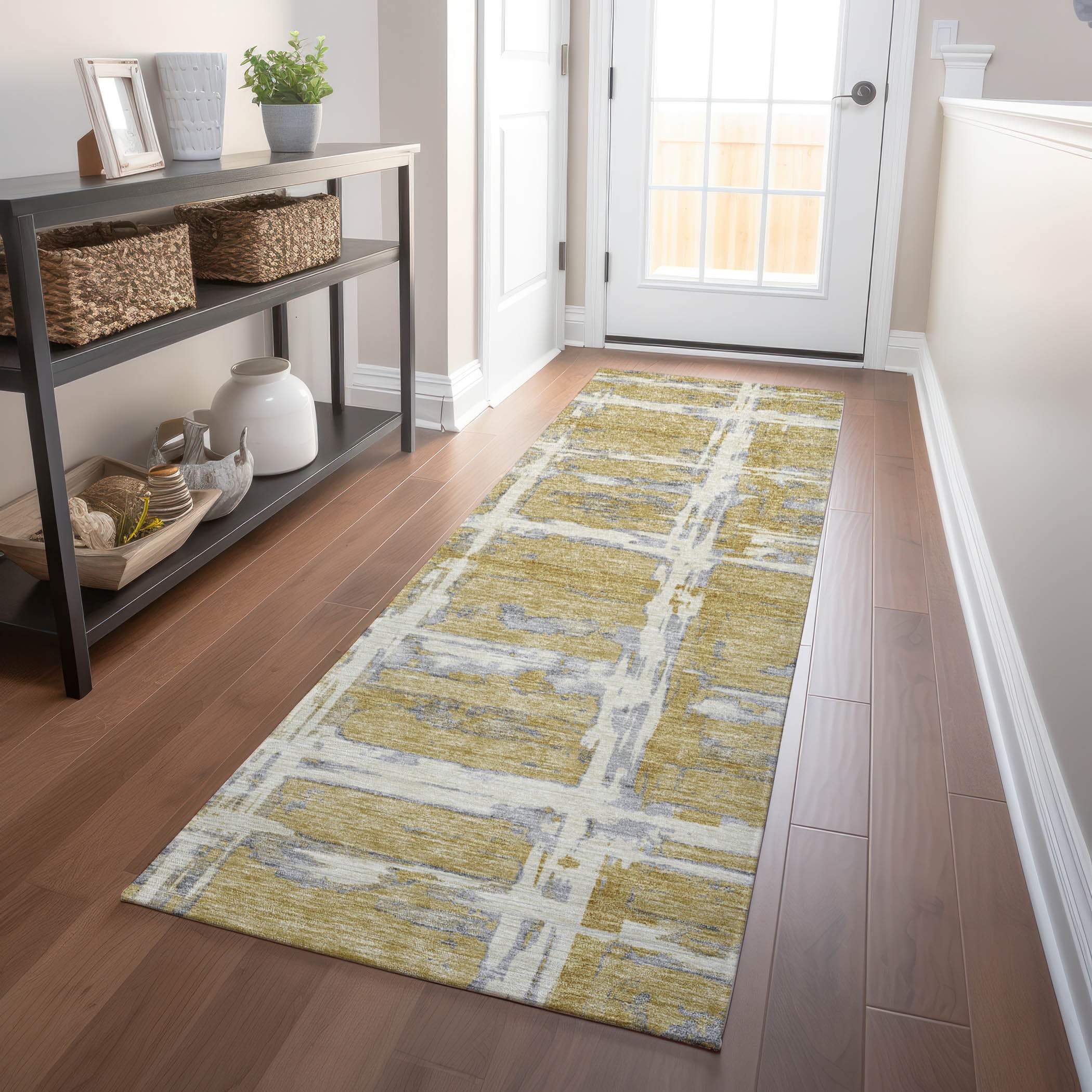 Chiang Mai Machine Washable Transitional Gold Rug 2'3" x 7'6" #shape_Runner