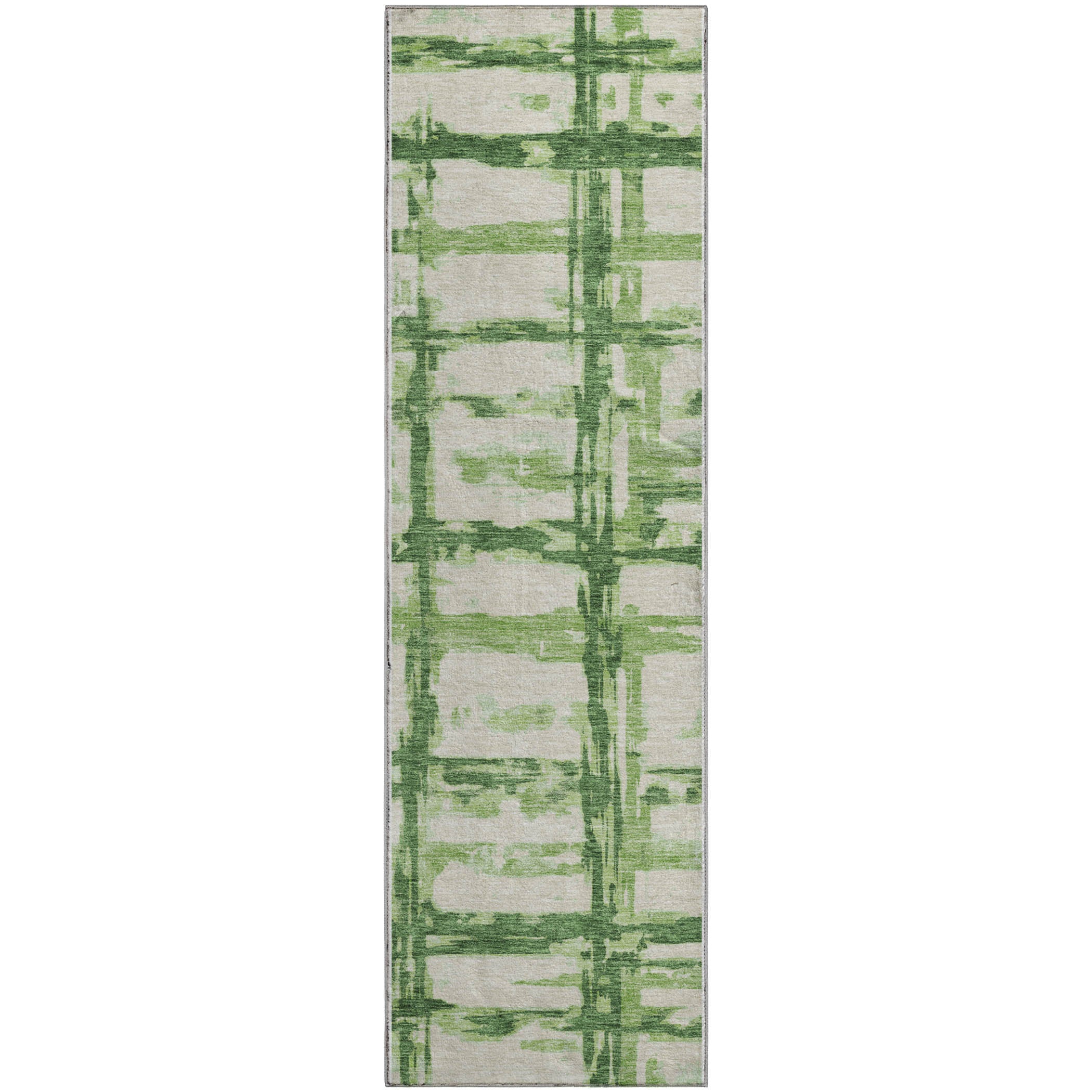 Chiang Mai Machine Washable Transitional Green Rug 2'3" x 7'6" #shape_Runner